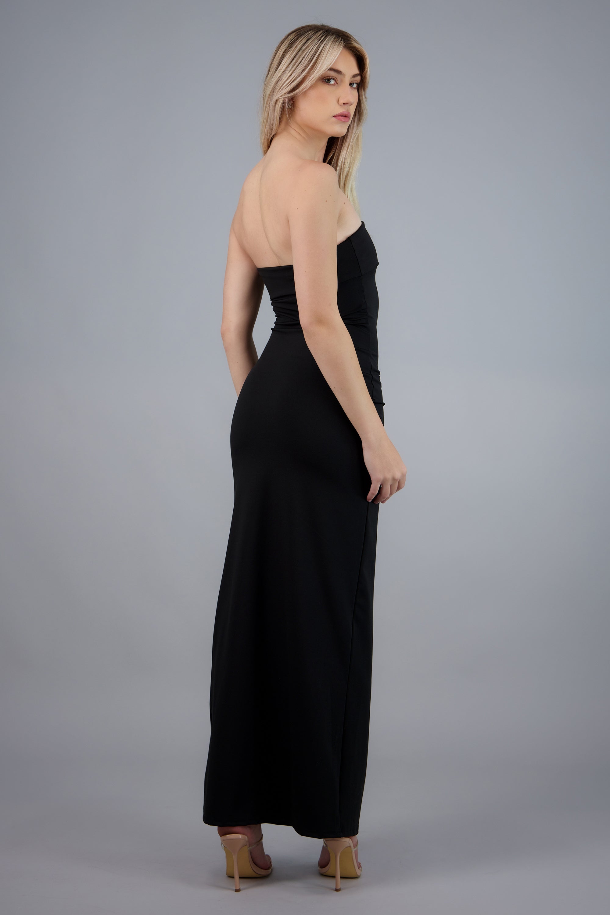 Vestido tubo con doblez NEGRO