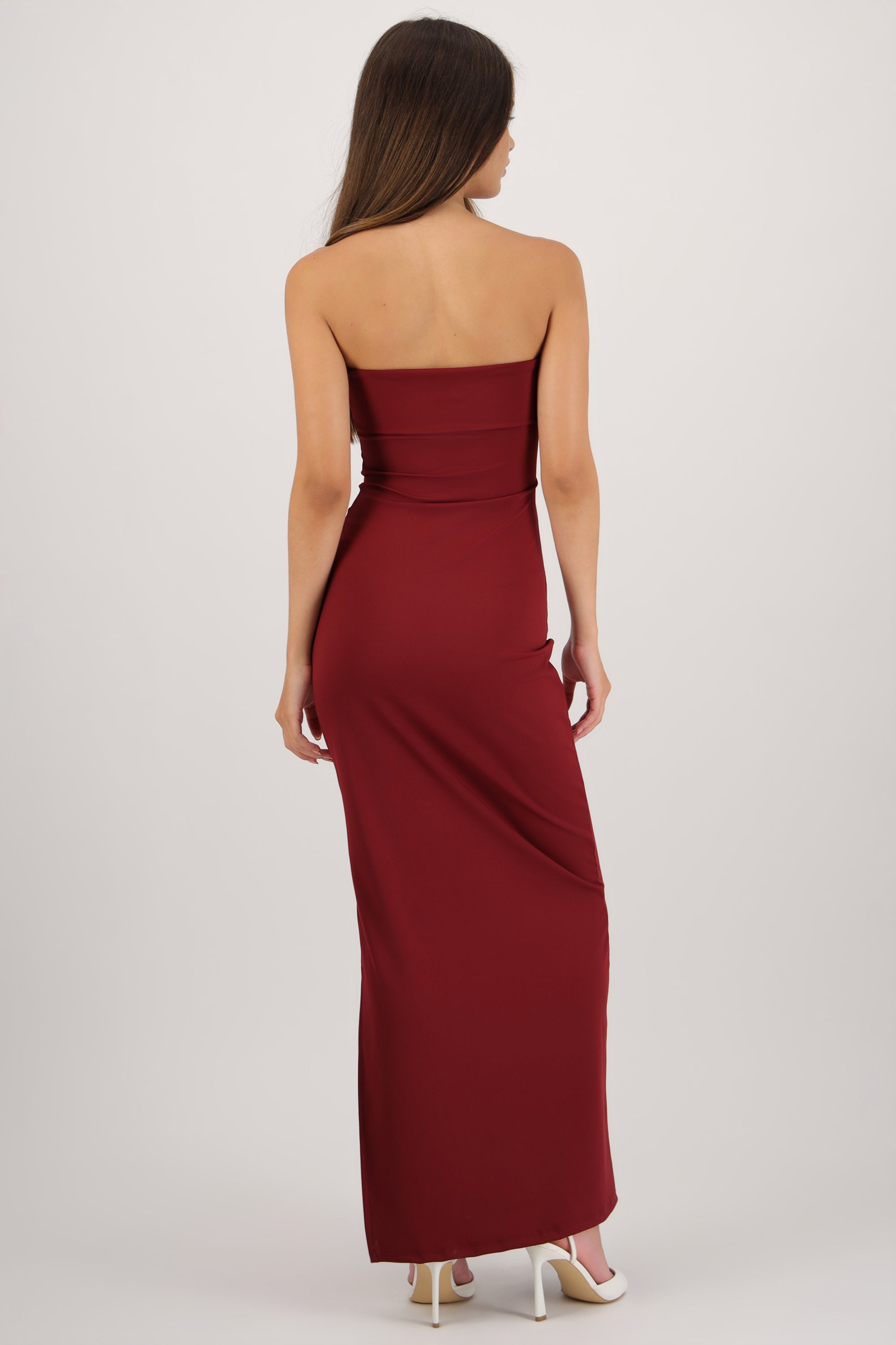 Vestido tubo con doblez VINO