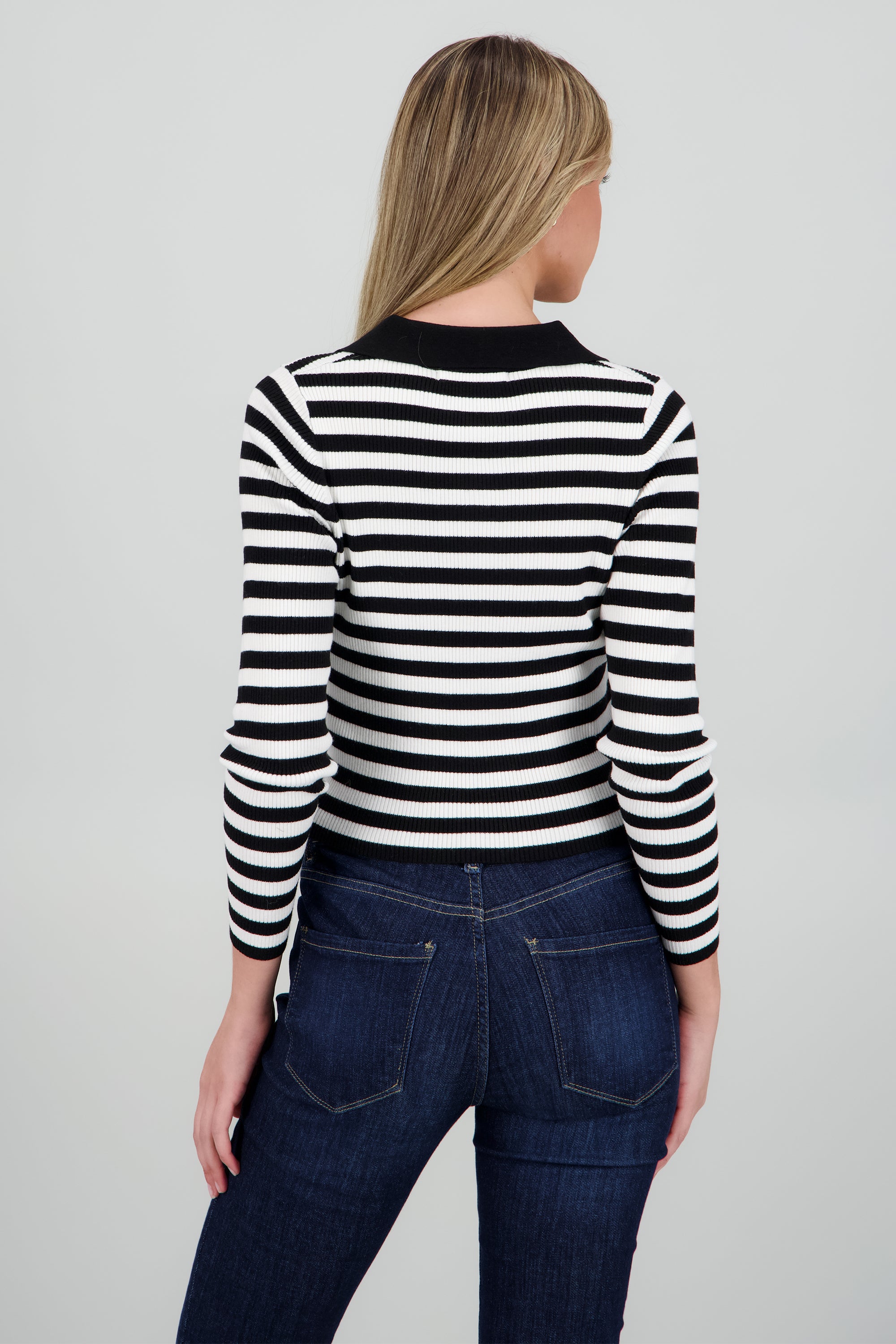 Top polo manga larga rayas NEGRO COMBO