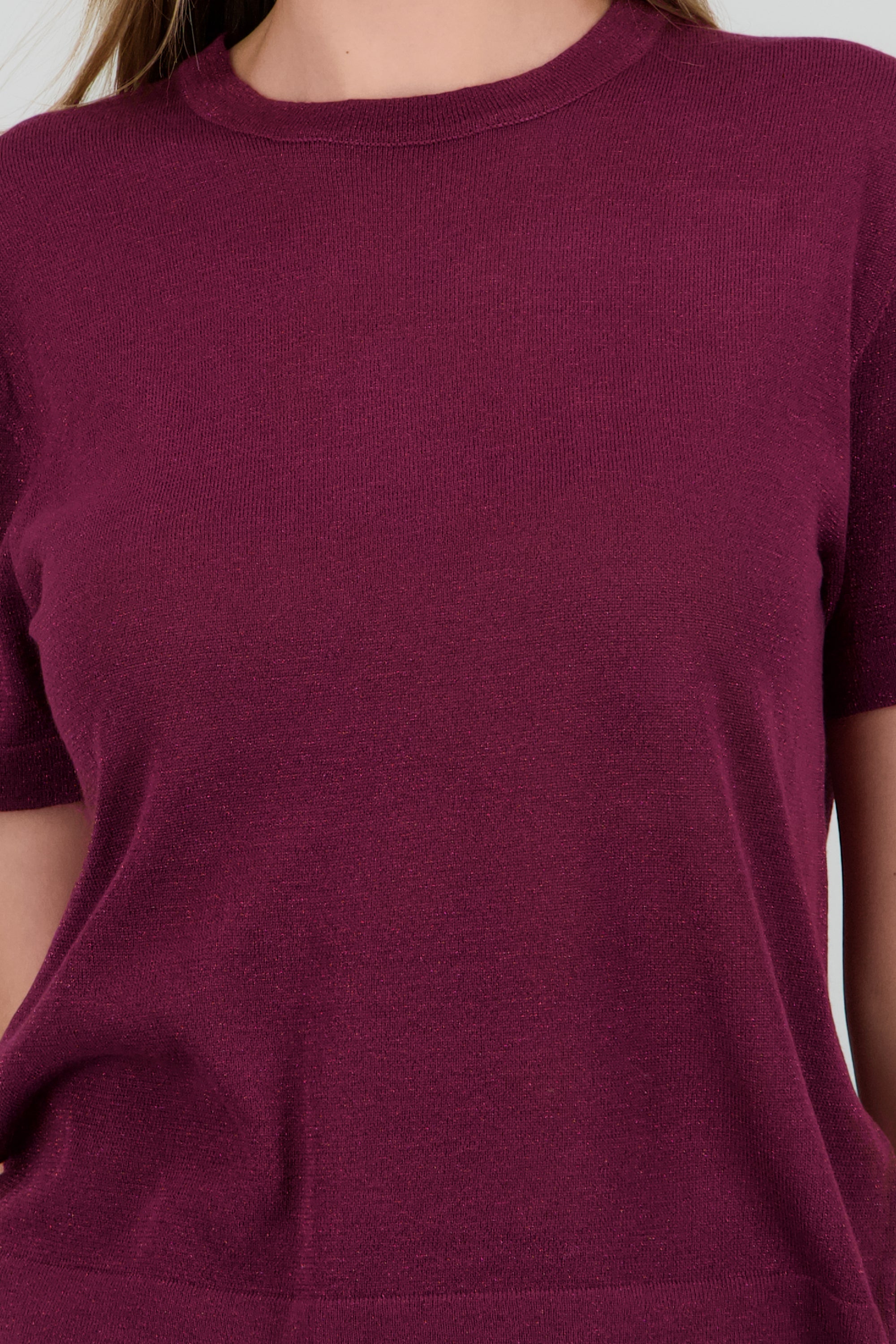 Top tejido detalle brillos VINO