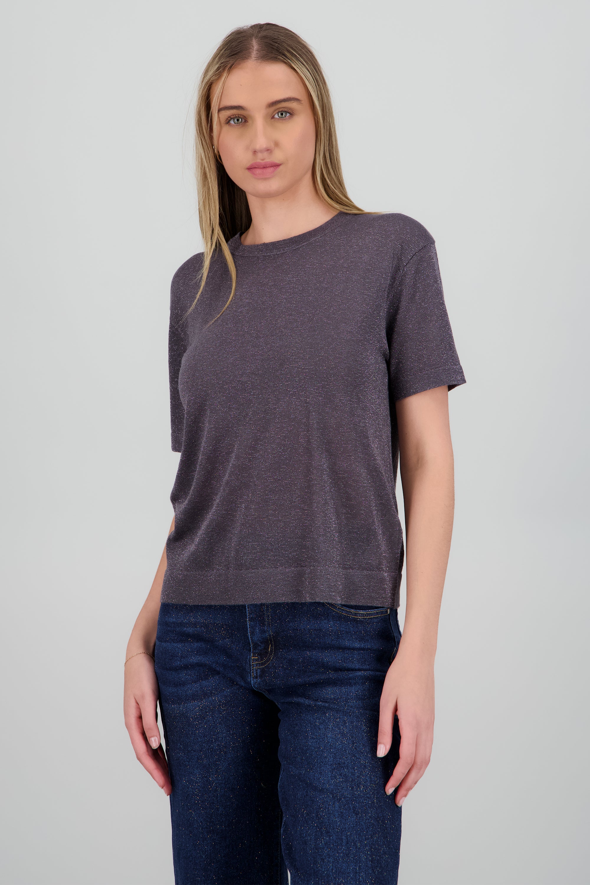 Top tejido detalle brillos GRIS OBSCURO