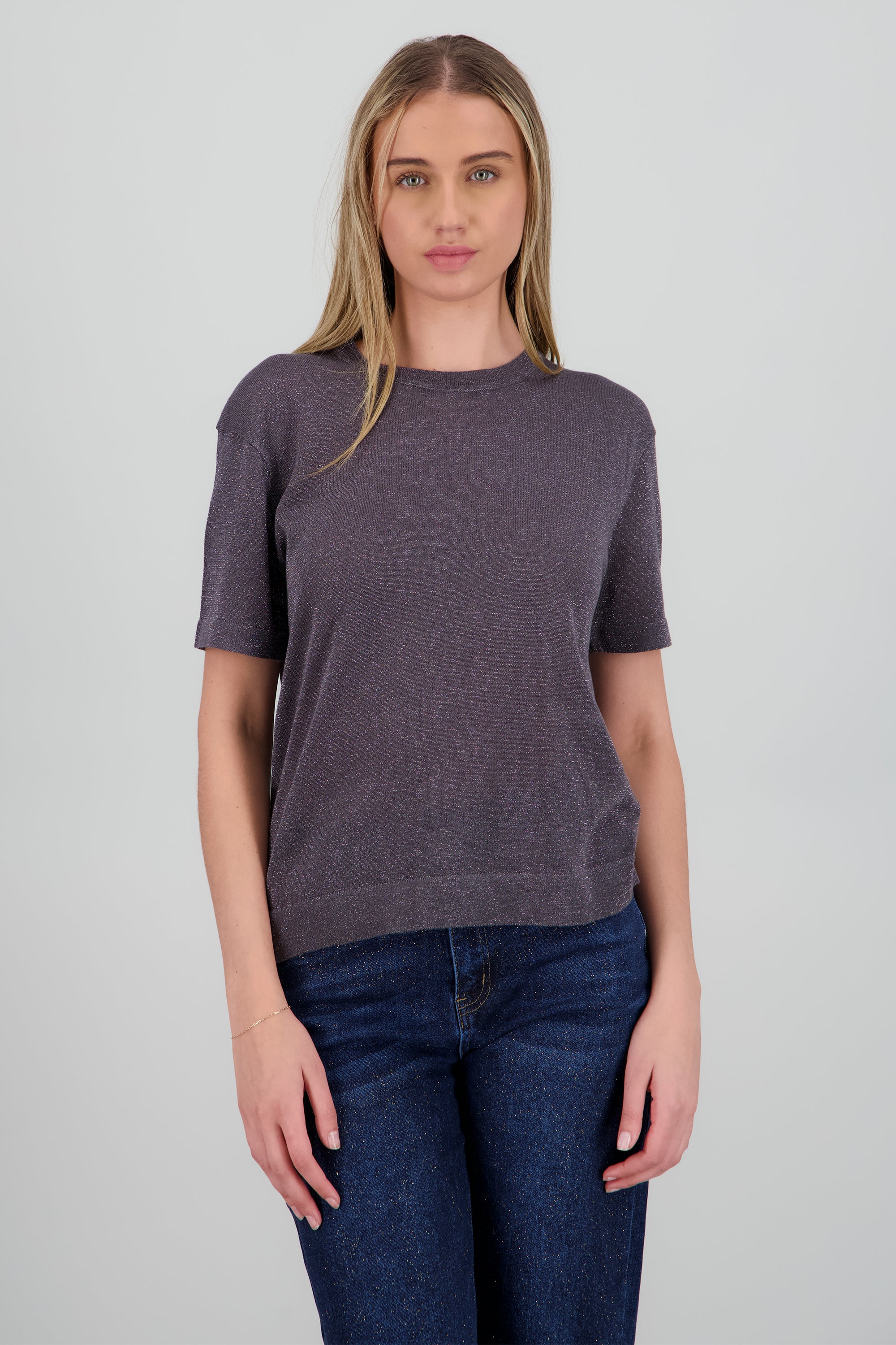 Top tejido detalle brillos GRIS OBSCURO