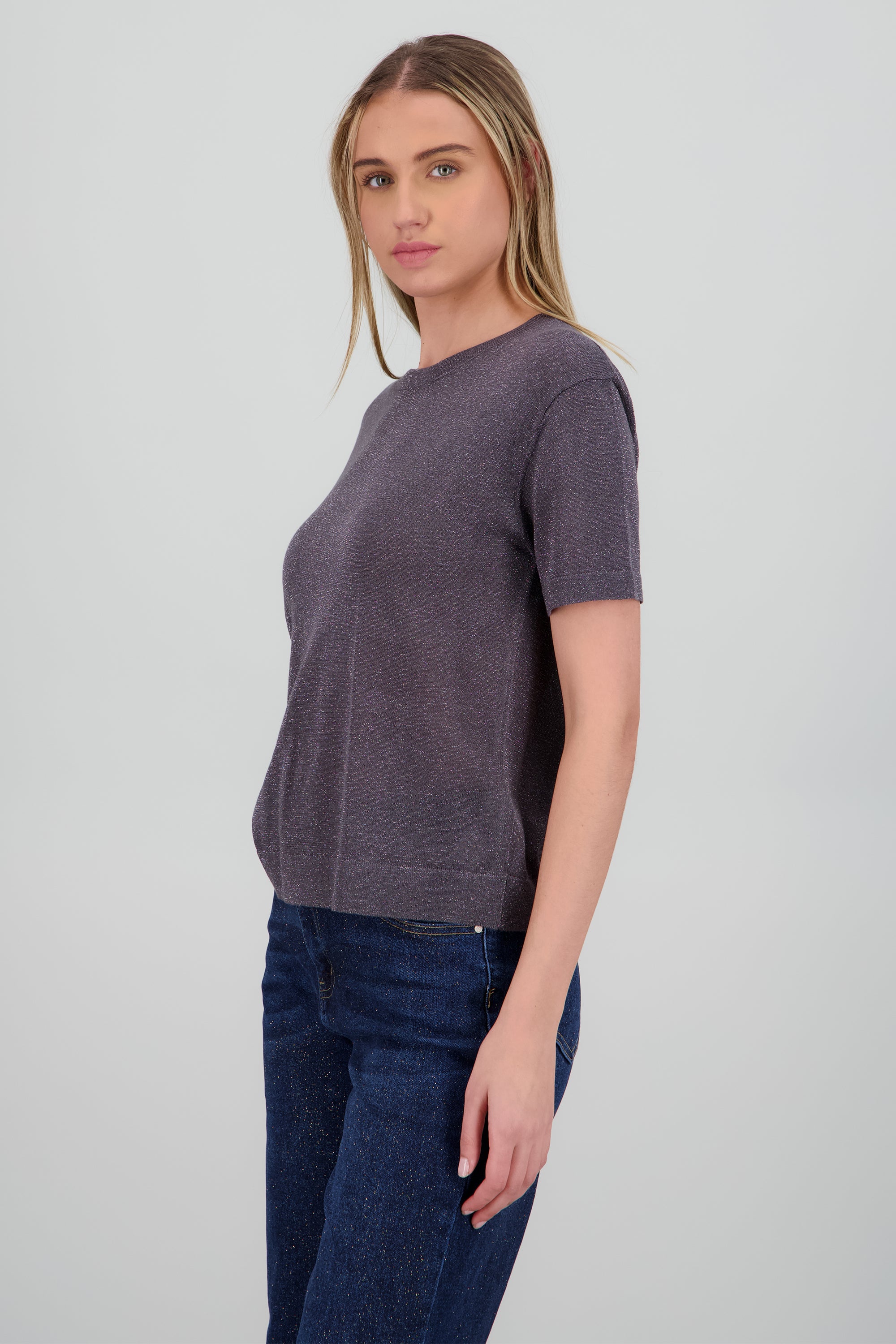 Top tejido detalle brillos GRIS OBSCURO