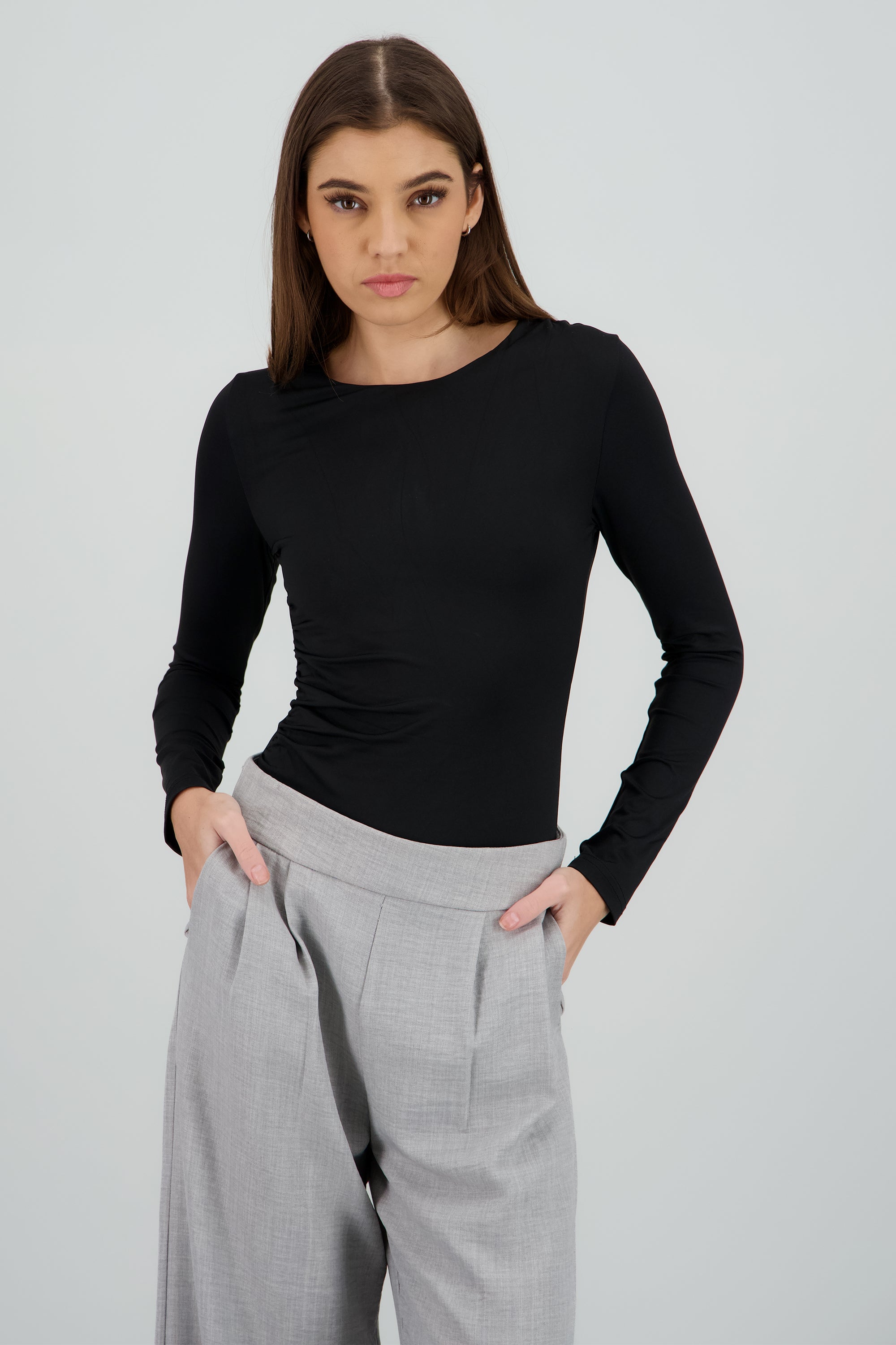 Bodysuit cuello redondo sin manga NEGRO