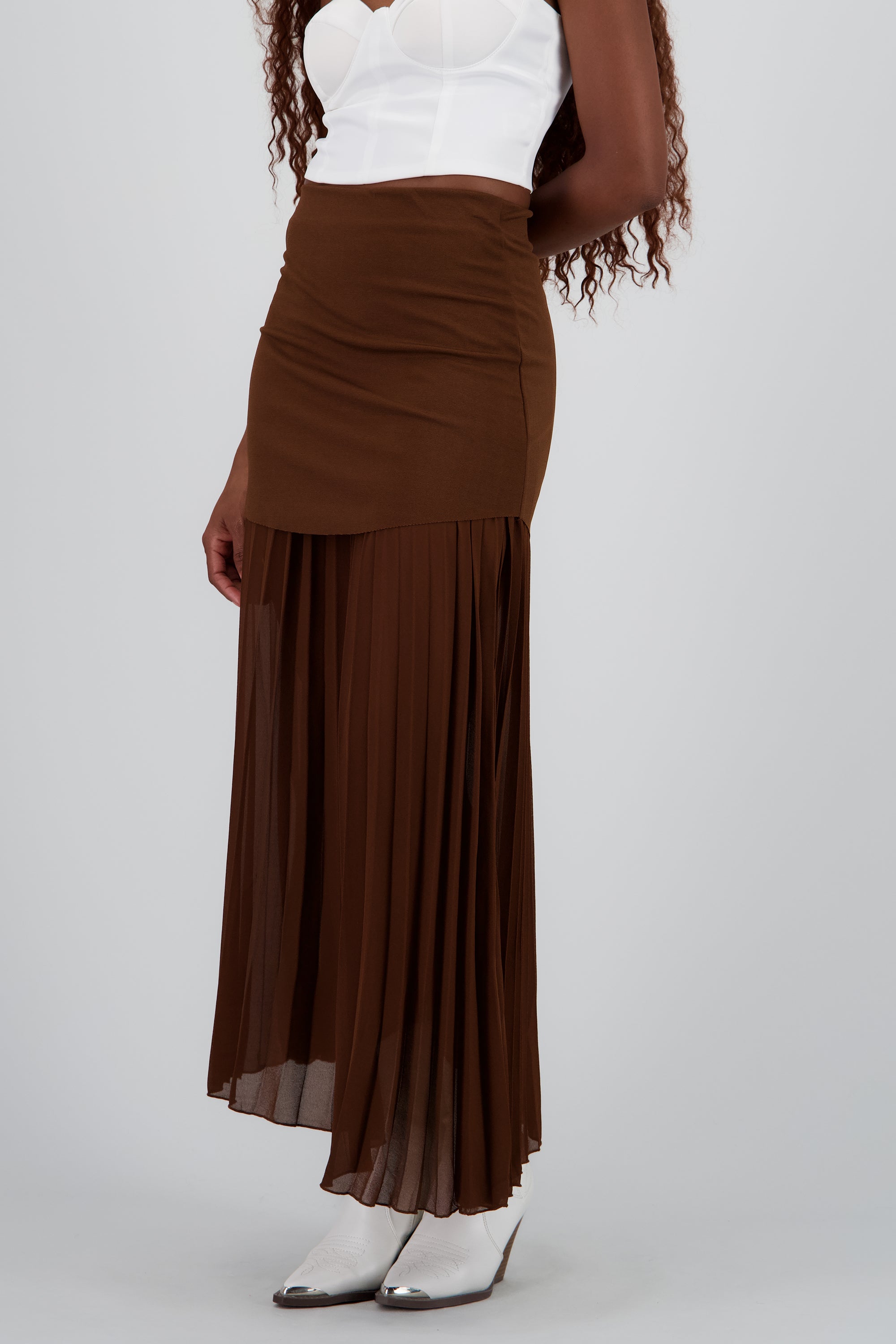 Falda midi transparencia CHOCOLATE