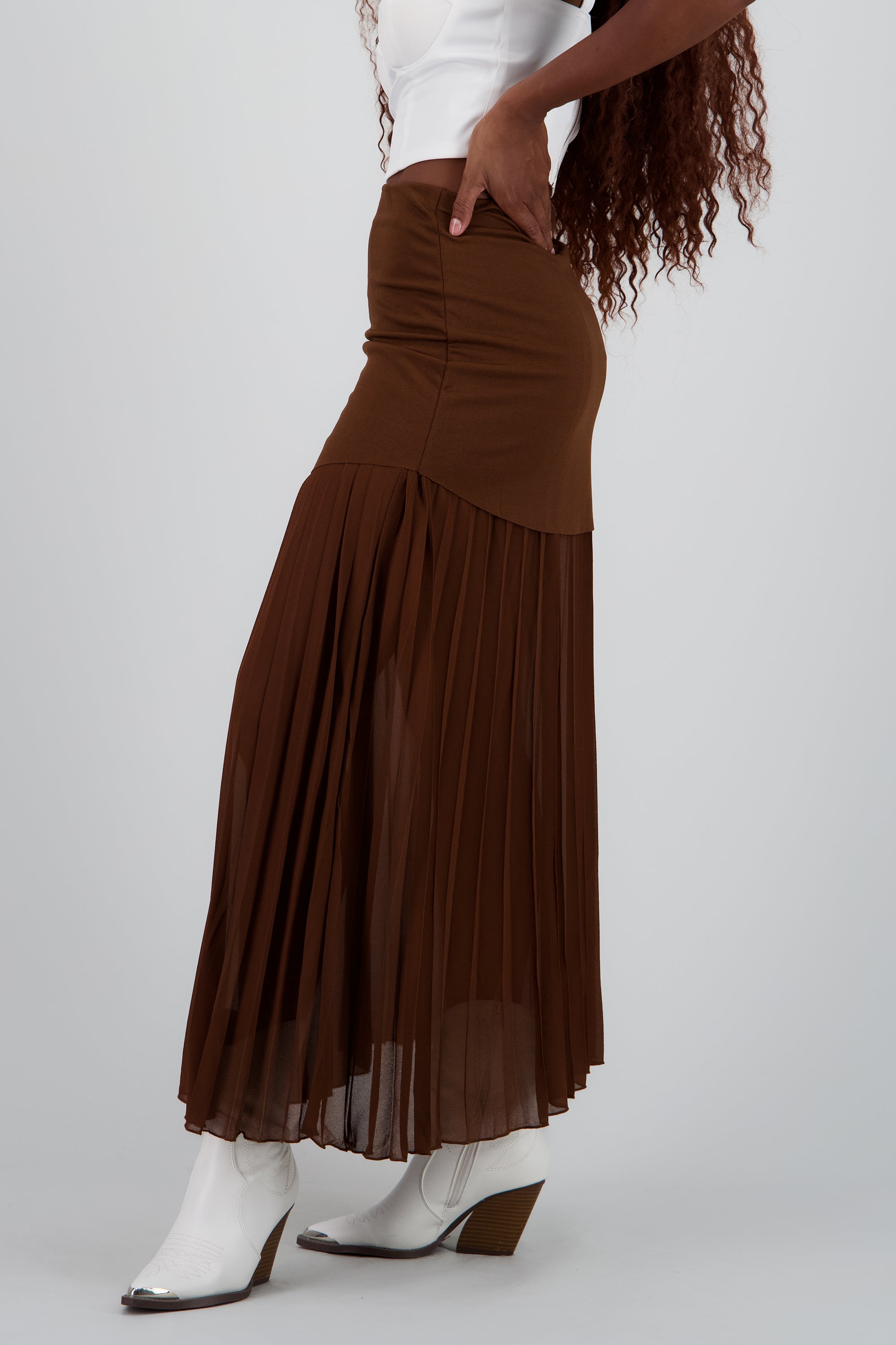 Falda midi transparencia CHOCOLATE