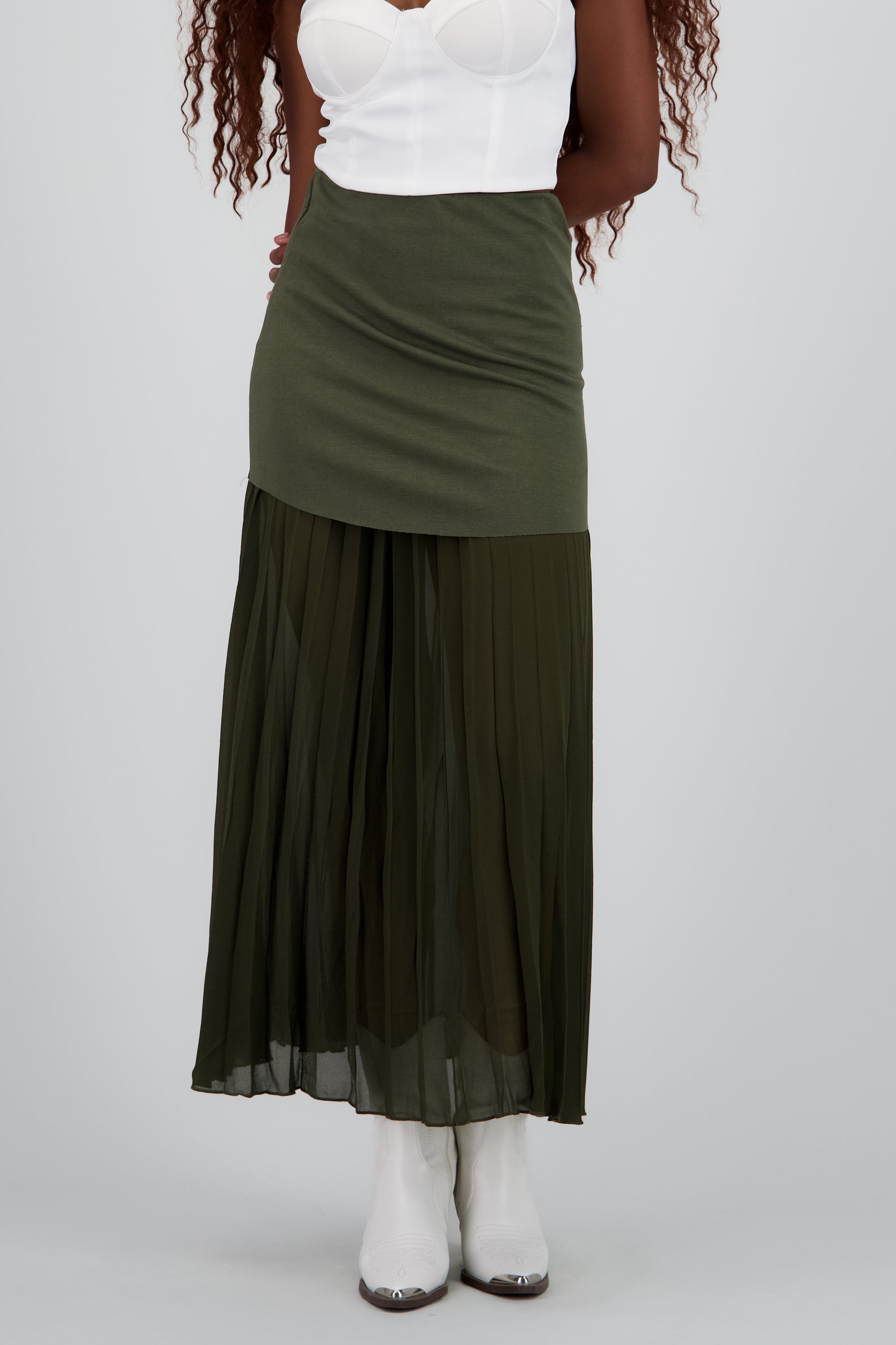 Falda midi transparencia OLIVO