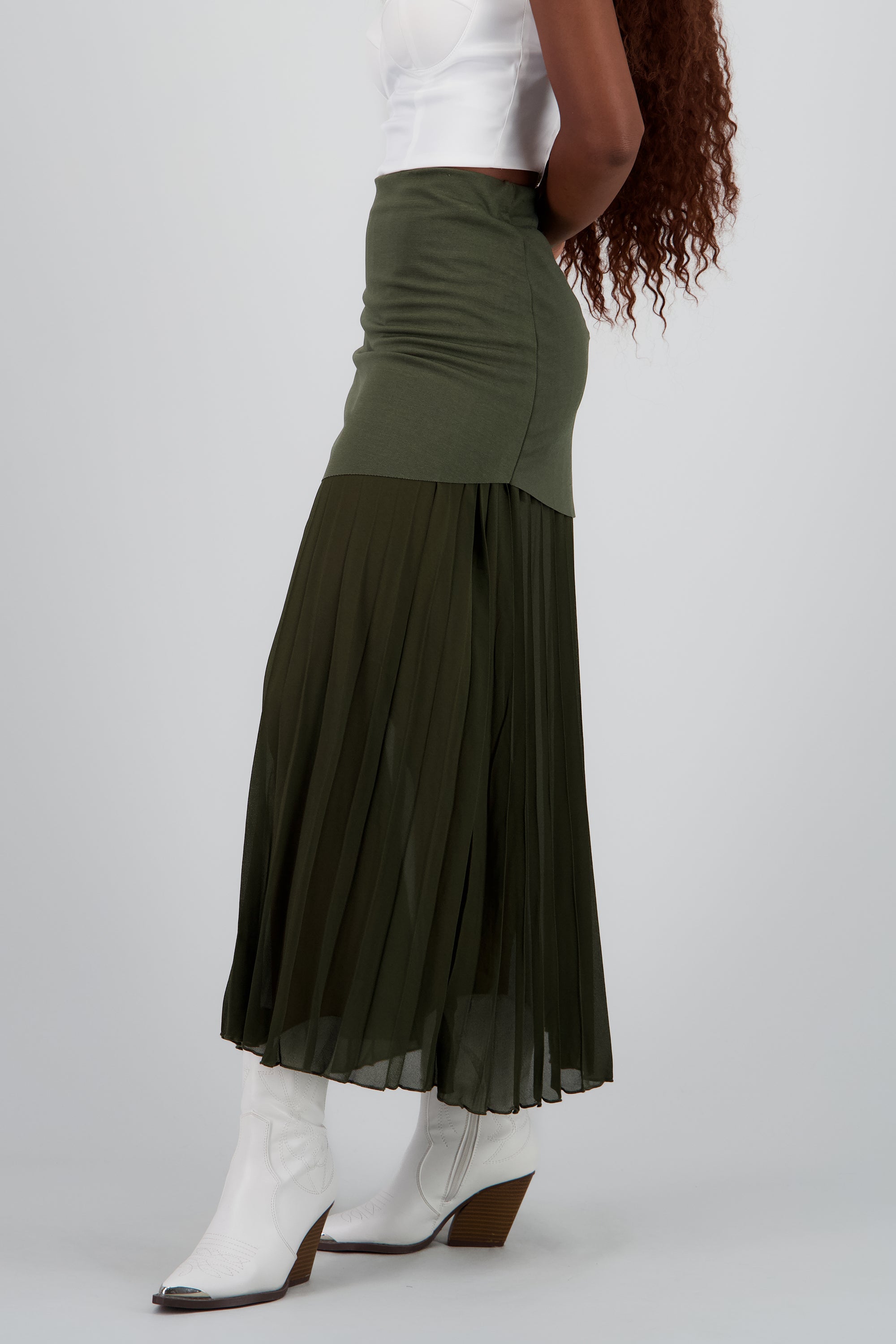 Falda midi transparencia OLIVO