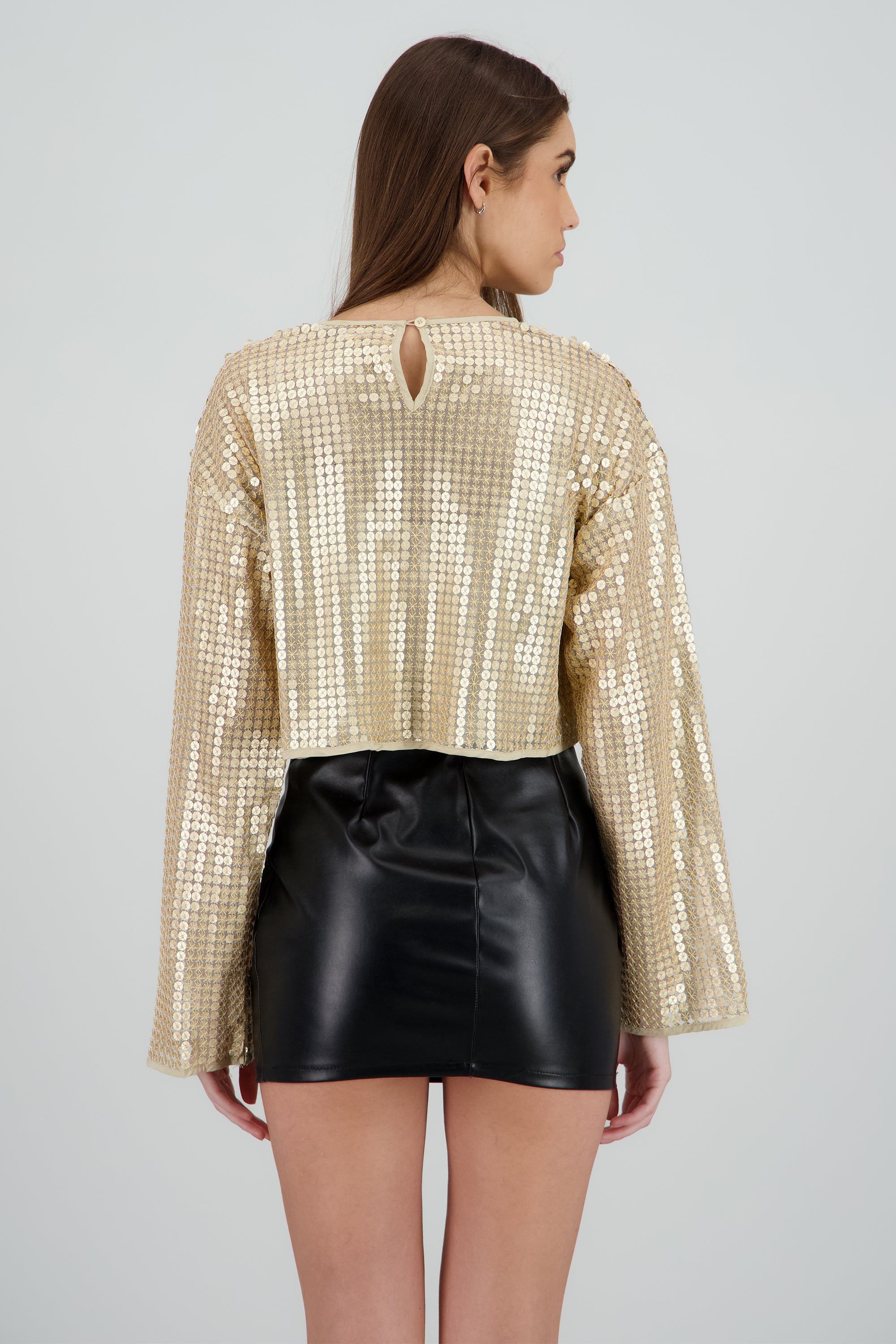 Blusa manga larga brillos ORO