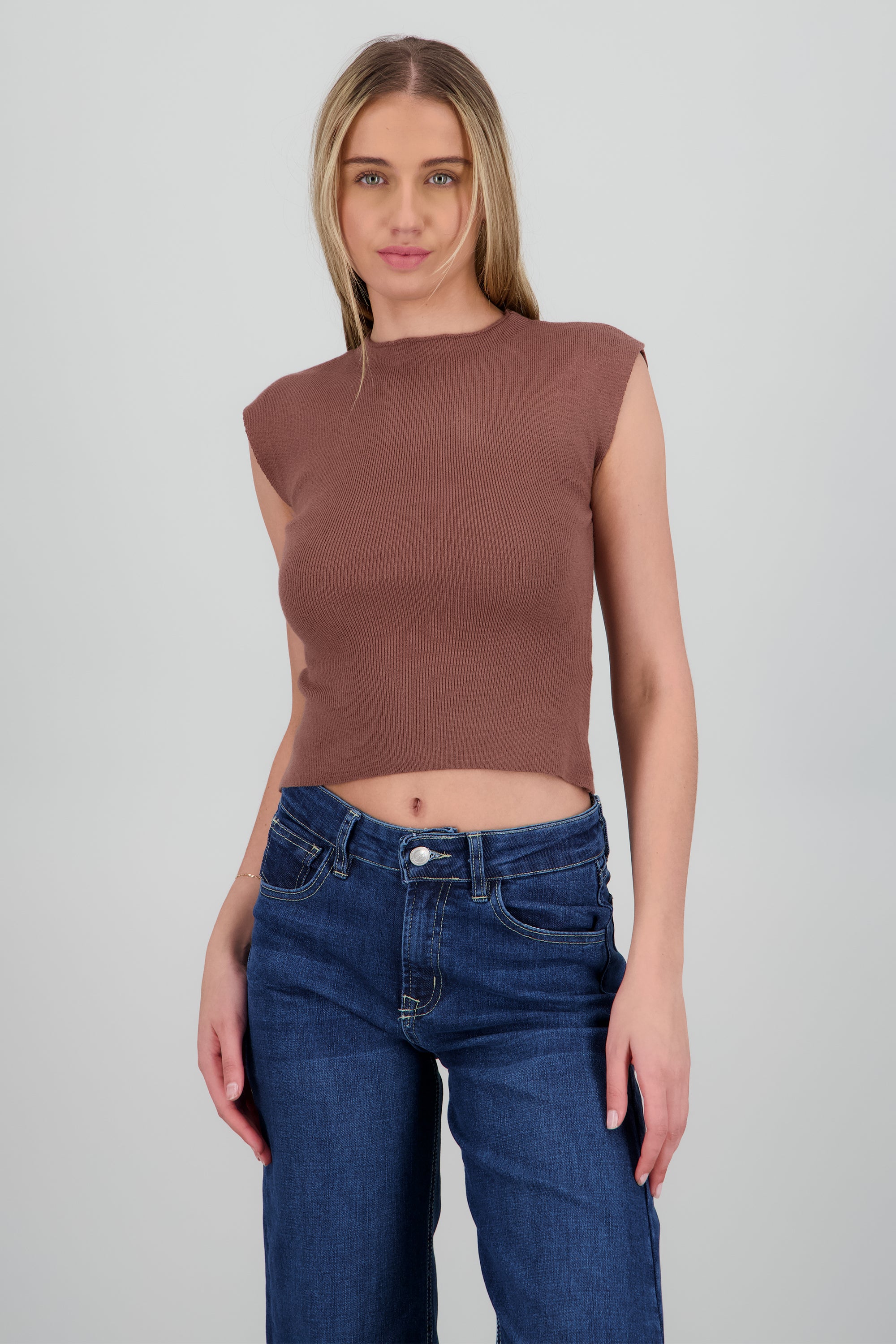 Top tejido liso manga corta CAFE