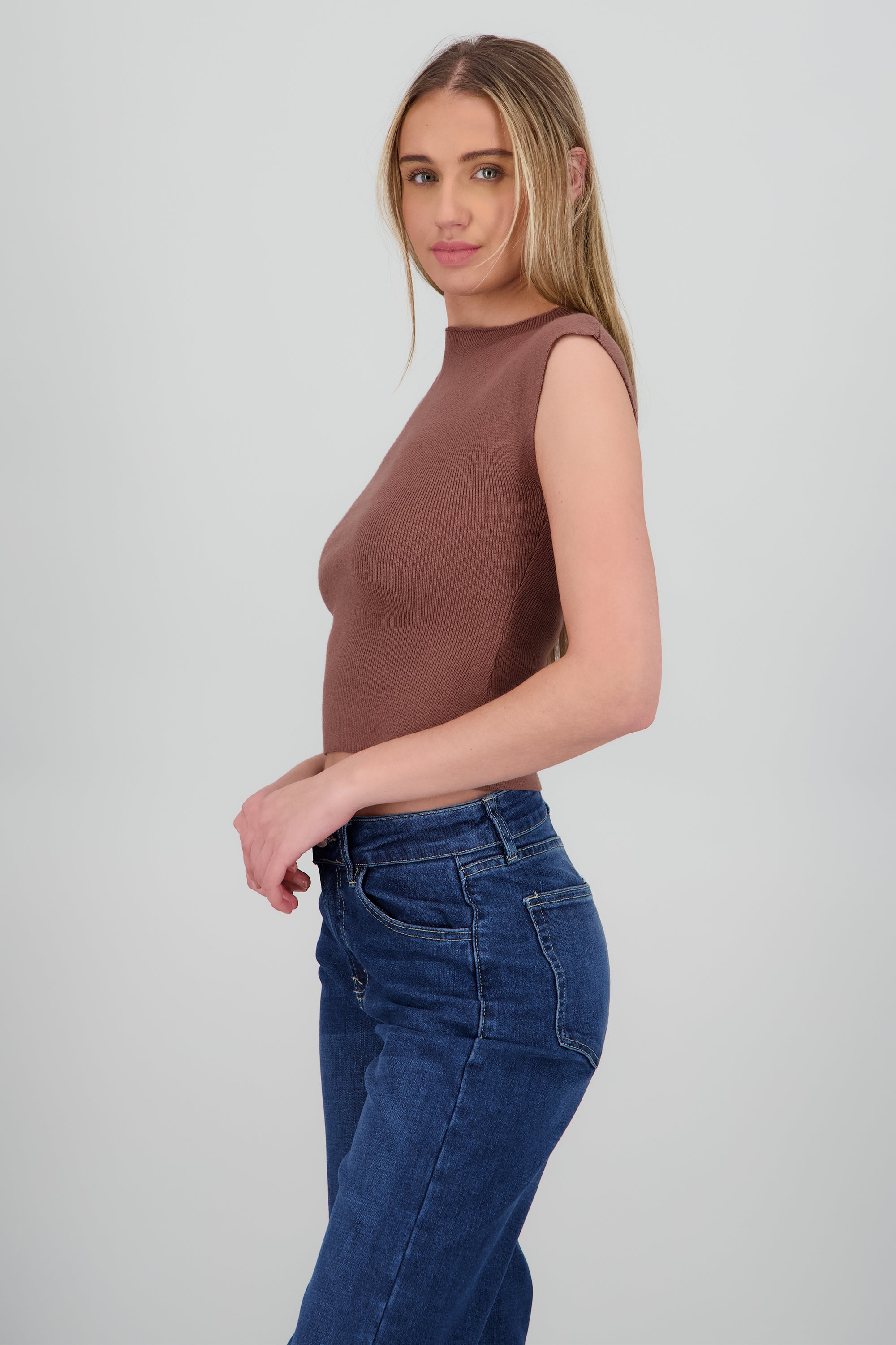 Top tejido liso manga corta CAFE