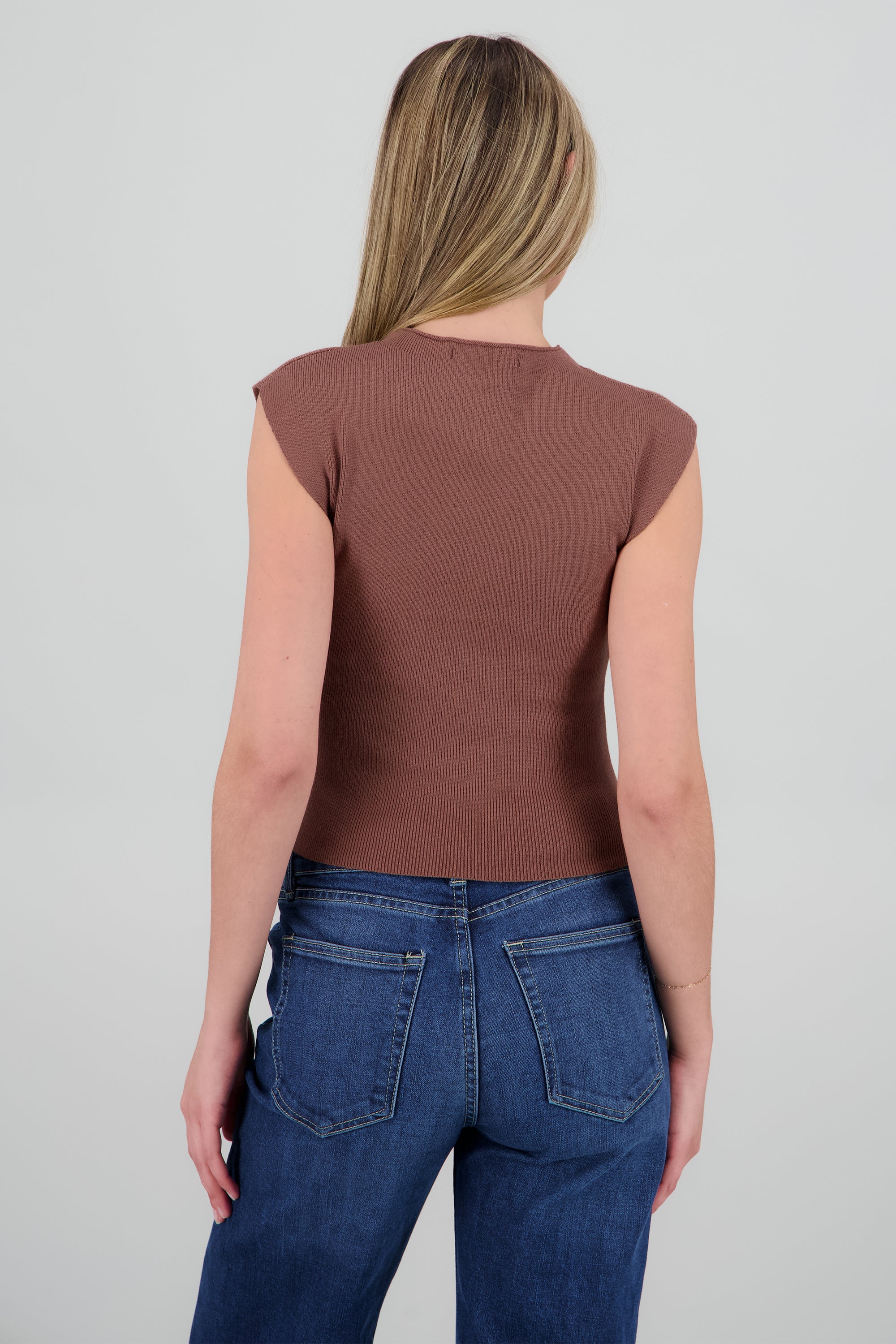 Top tejido liso manga corta CAFE