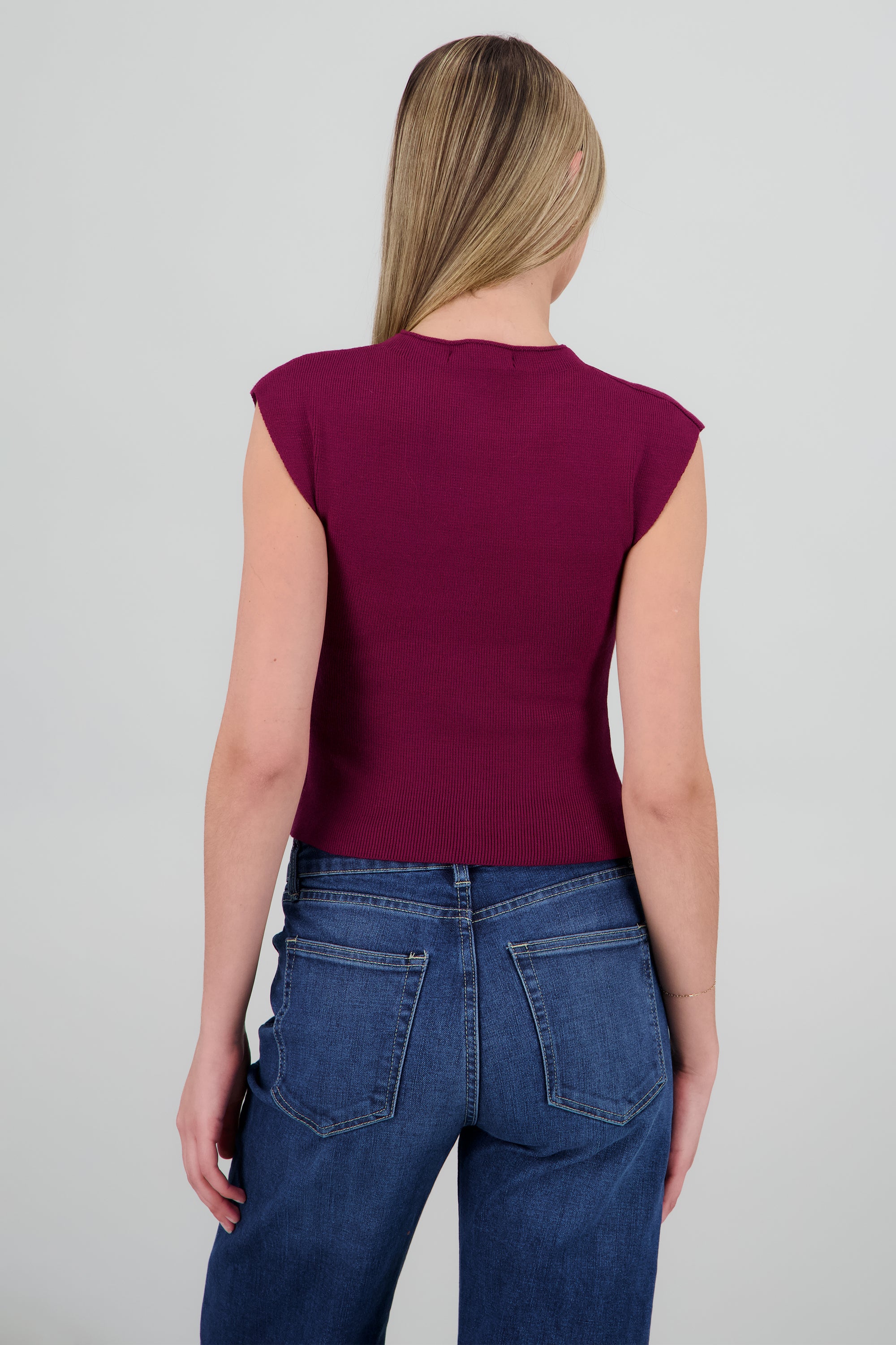 Top tejido liso manga corta VINO