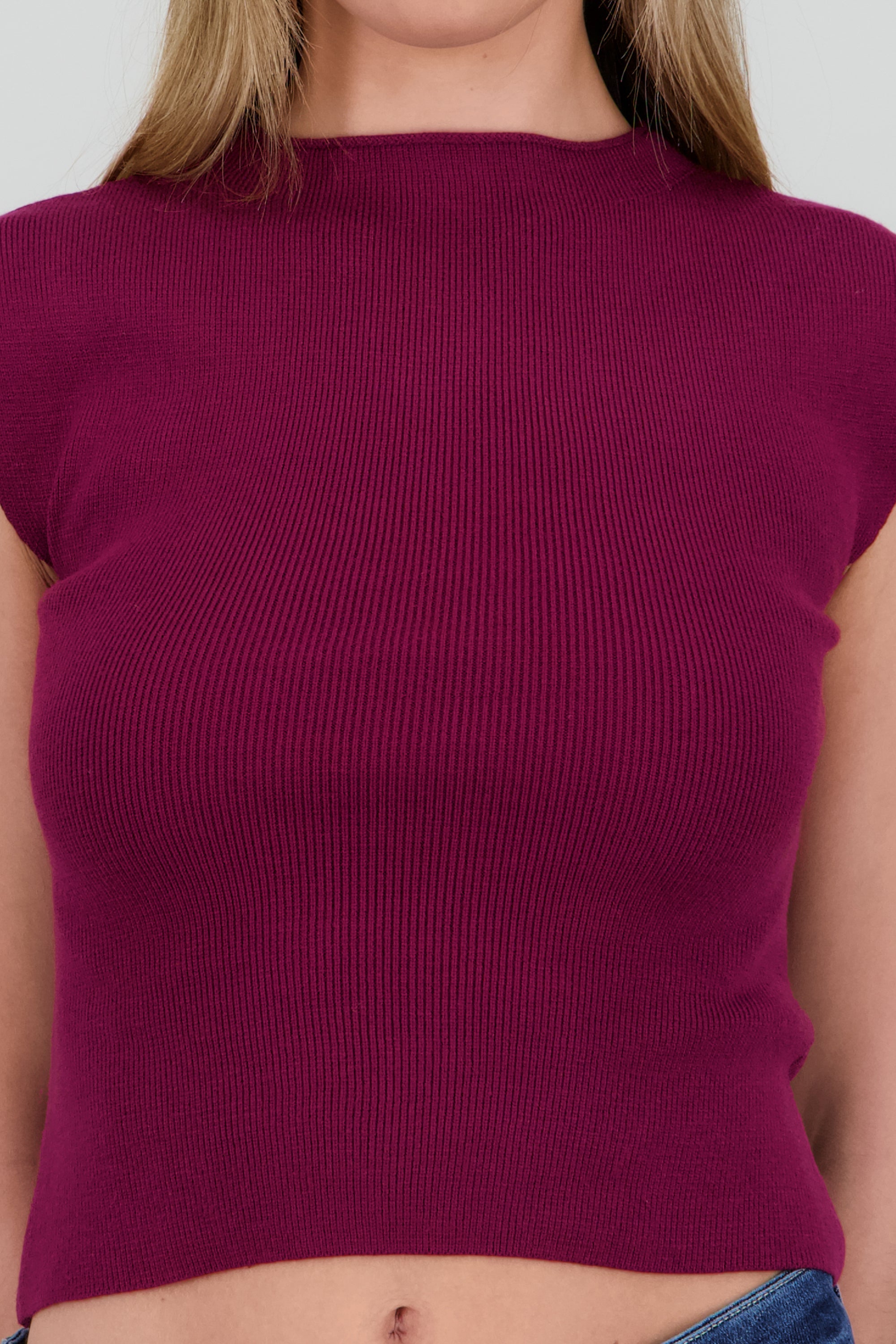 Top tejido liso manga corta VINO