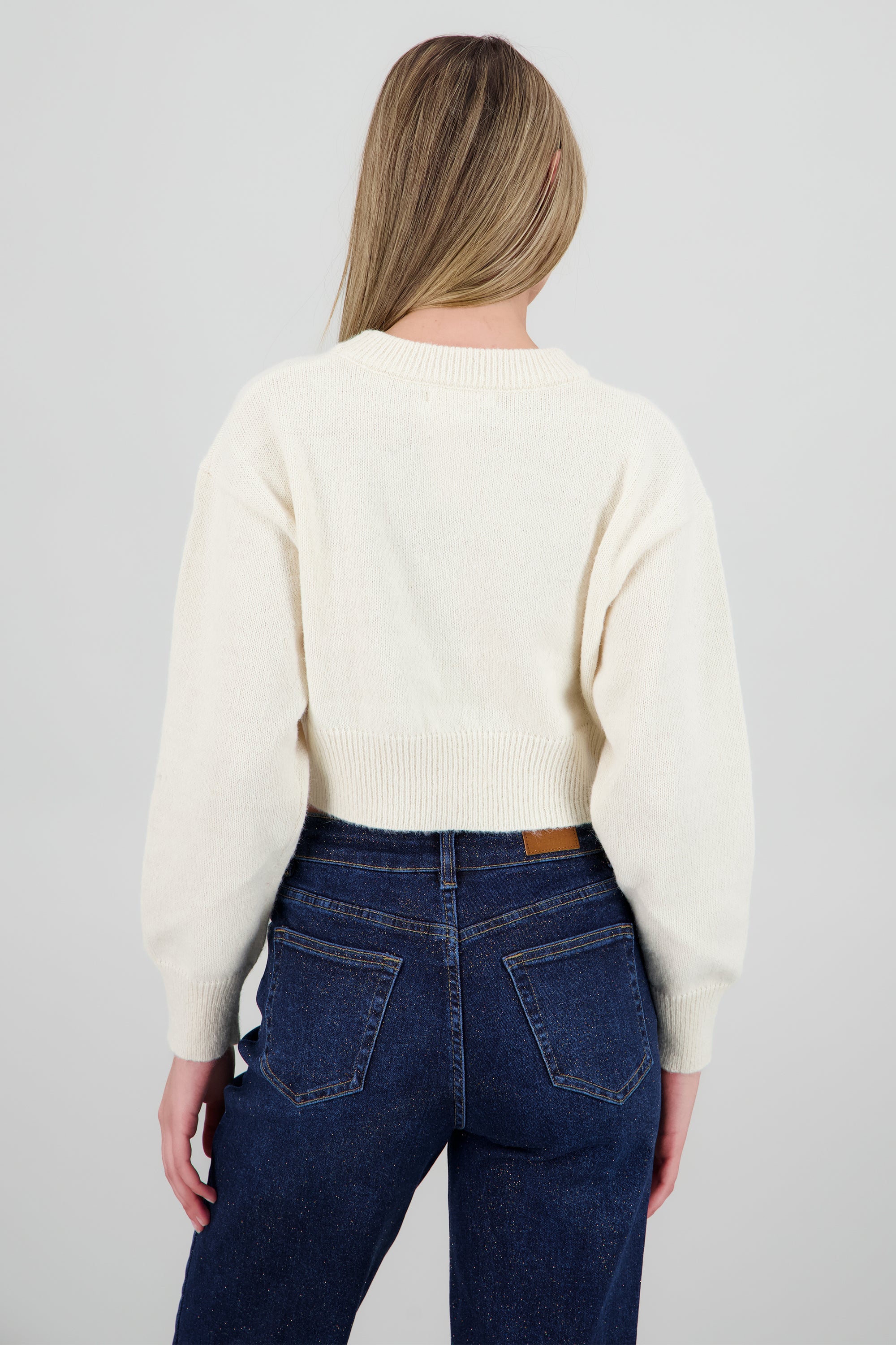 Sueter crop liso resorte BLANCO