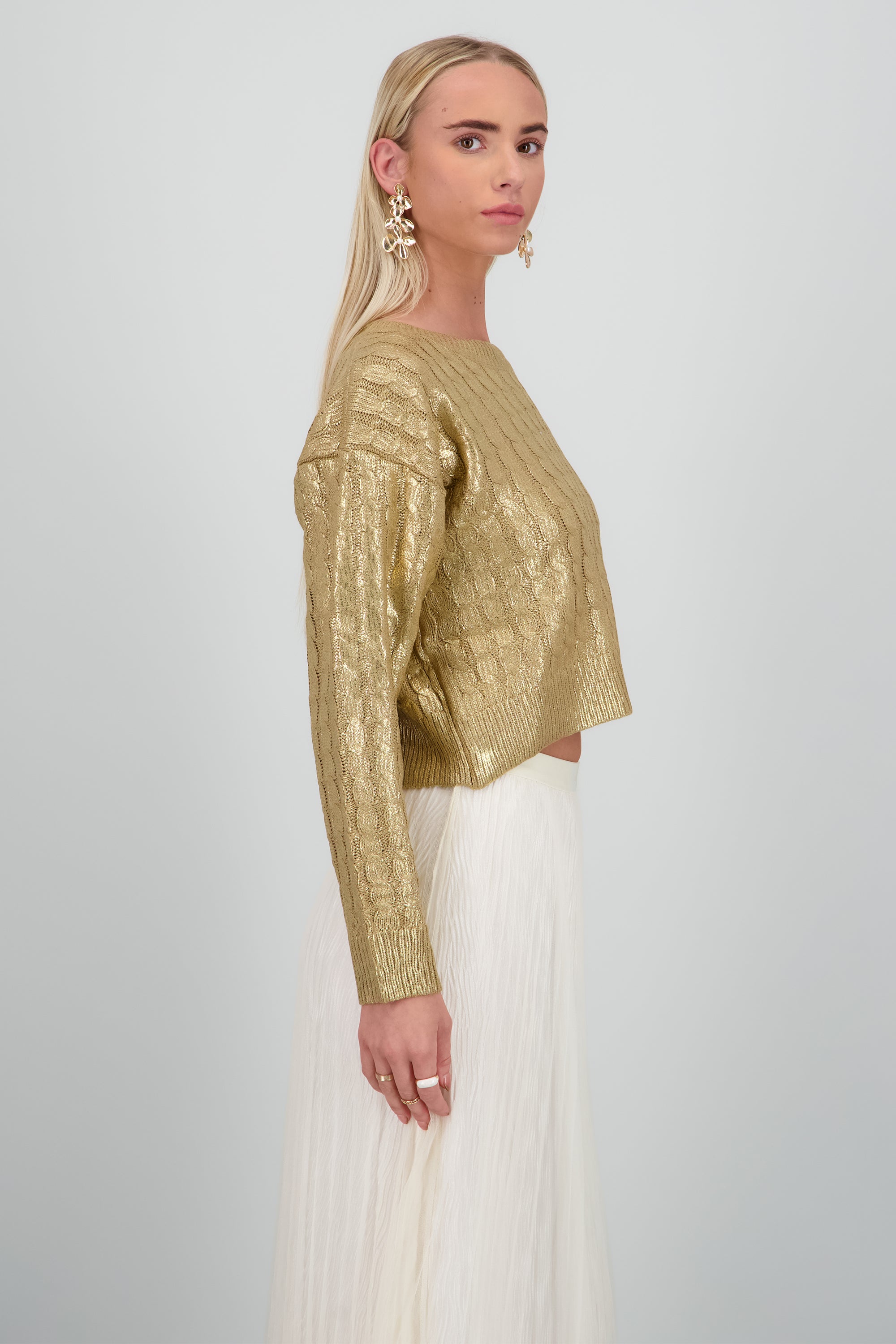 Sueter manga larga trenzado foil ORO