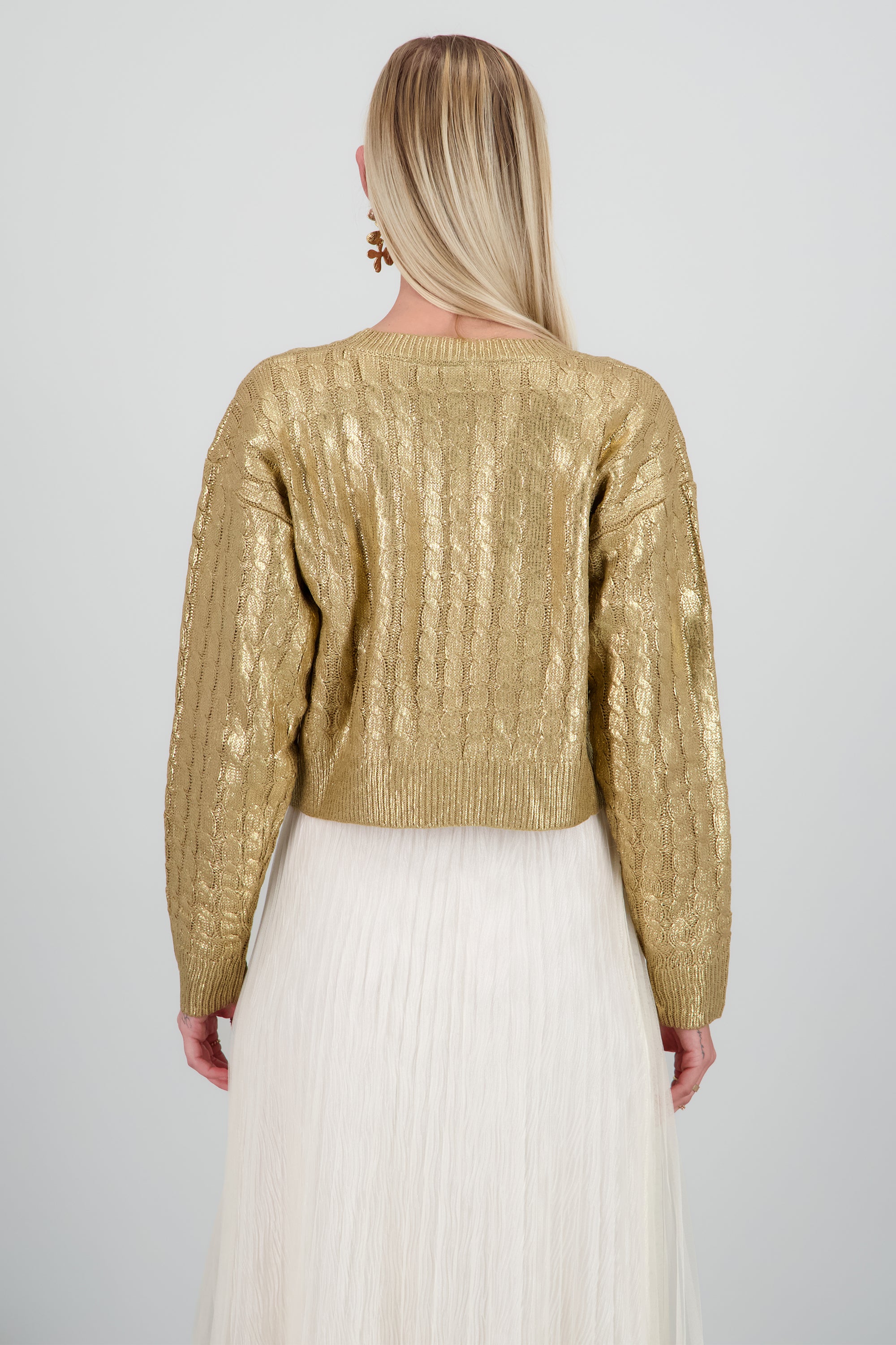 Sueter manga larga trenzado foil ORO