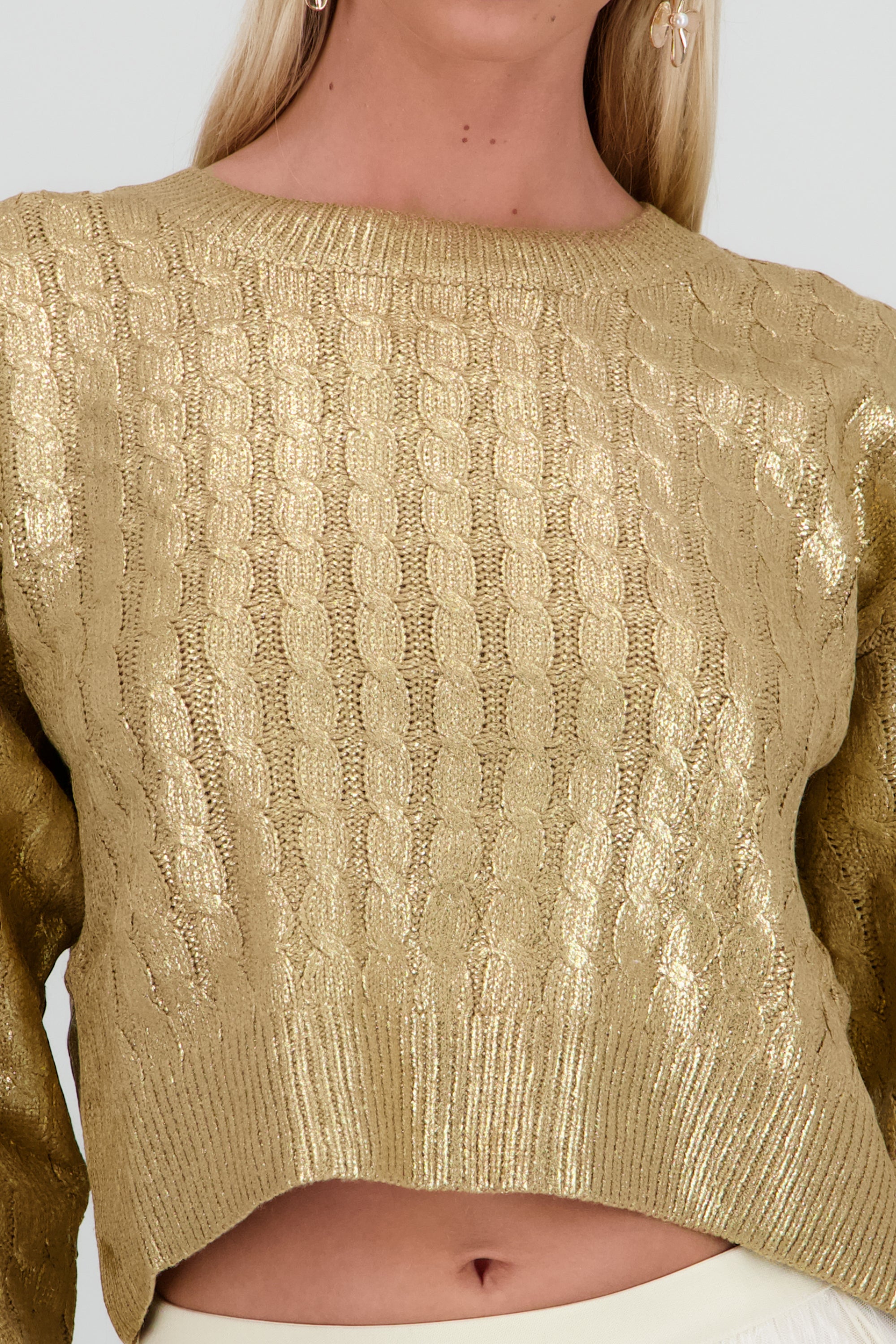 Sueter manga larga trenzado foil ORO