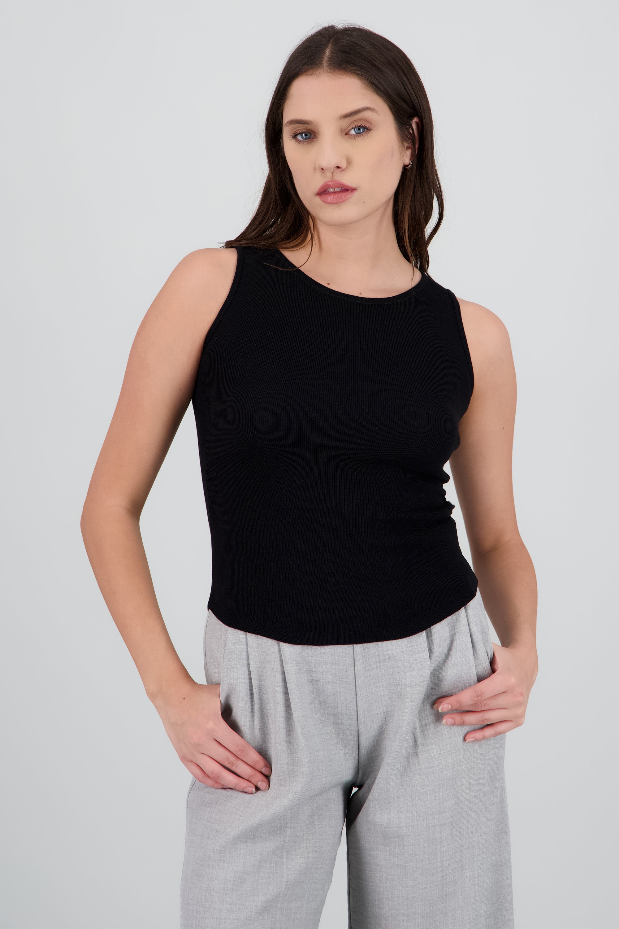 top tejido s/m liso NEGRO