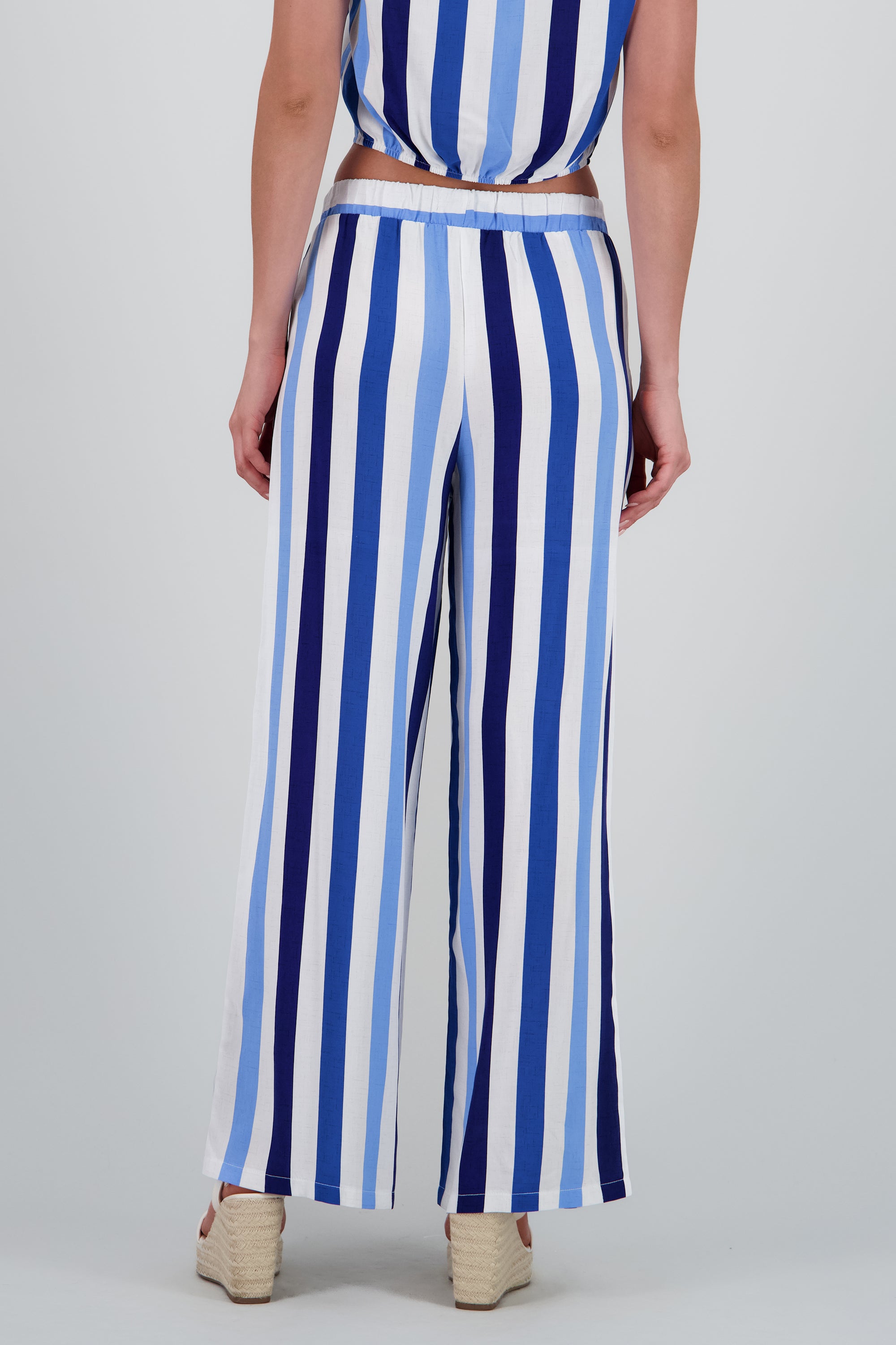 Pantalon fluido detalle resorte AZUL COMBO