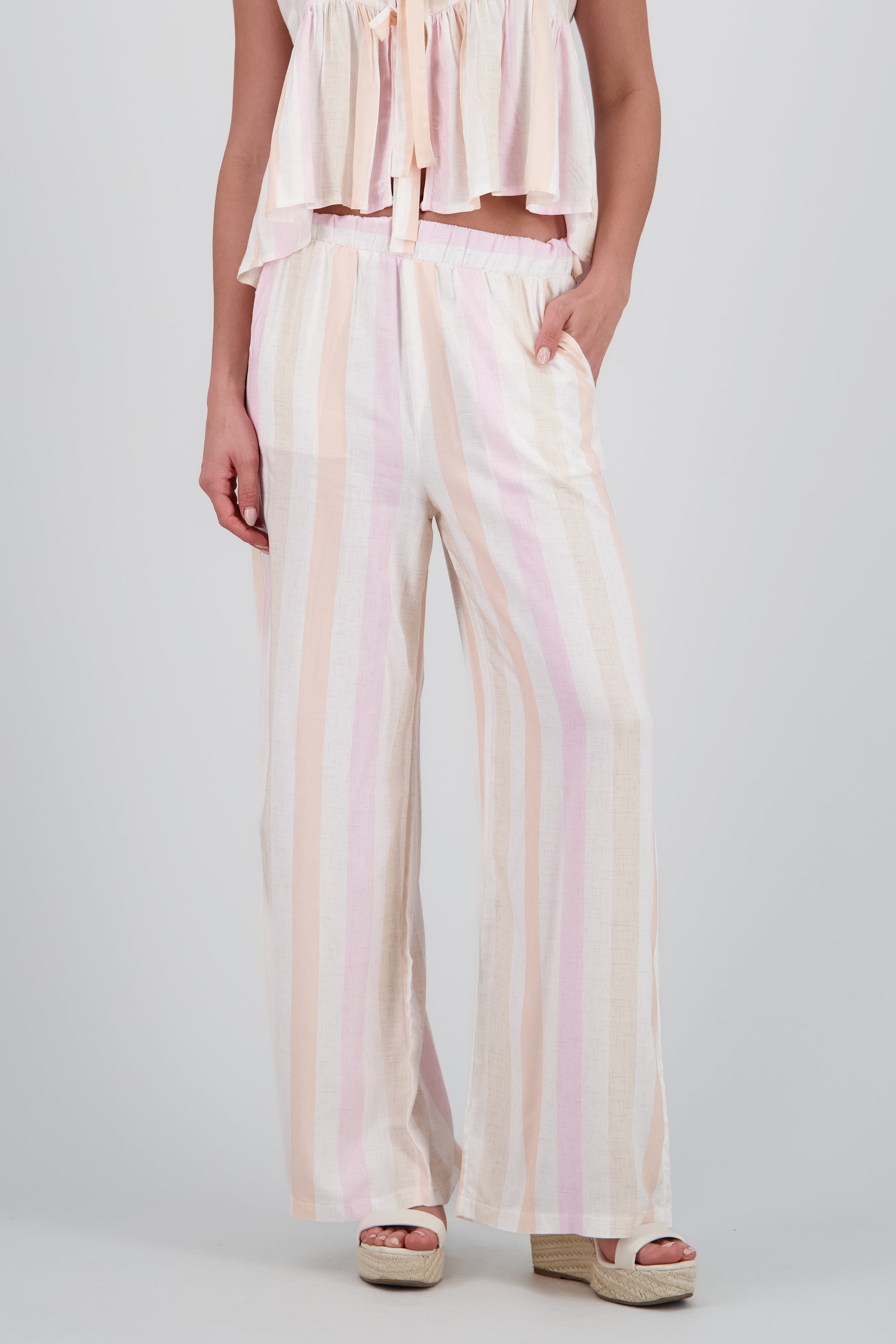 Pantalon fluido detalle jareta NARANJA COMBO