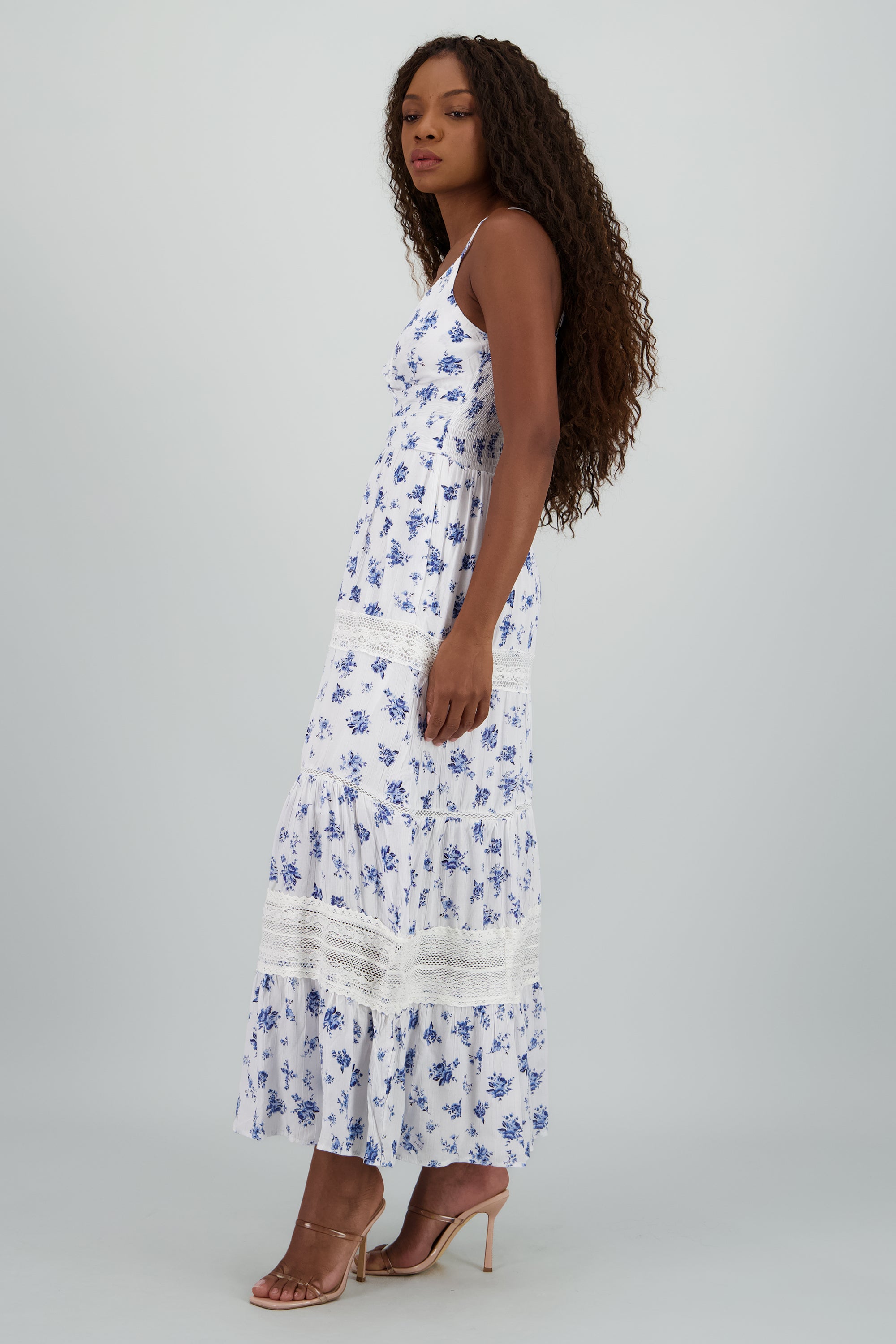Vestido maxi tirantes estampado flores BLANCO COMBO