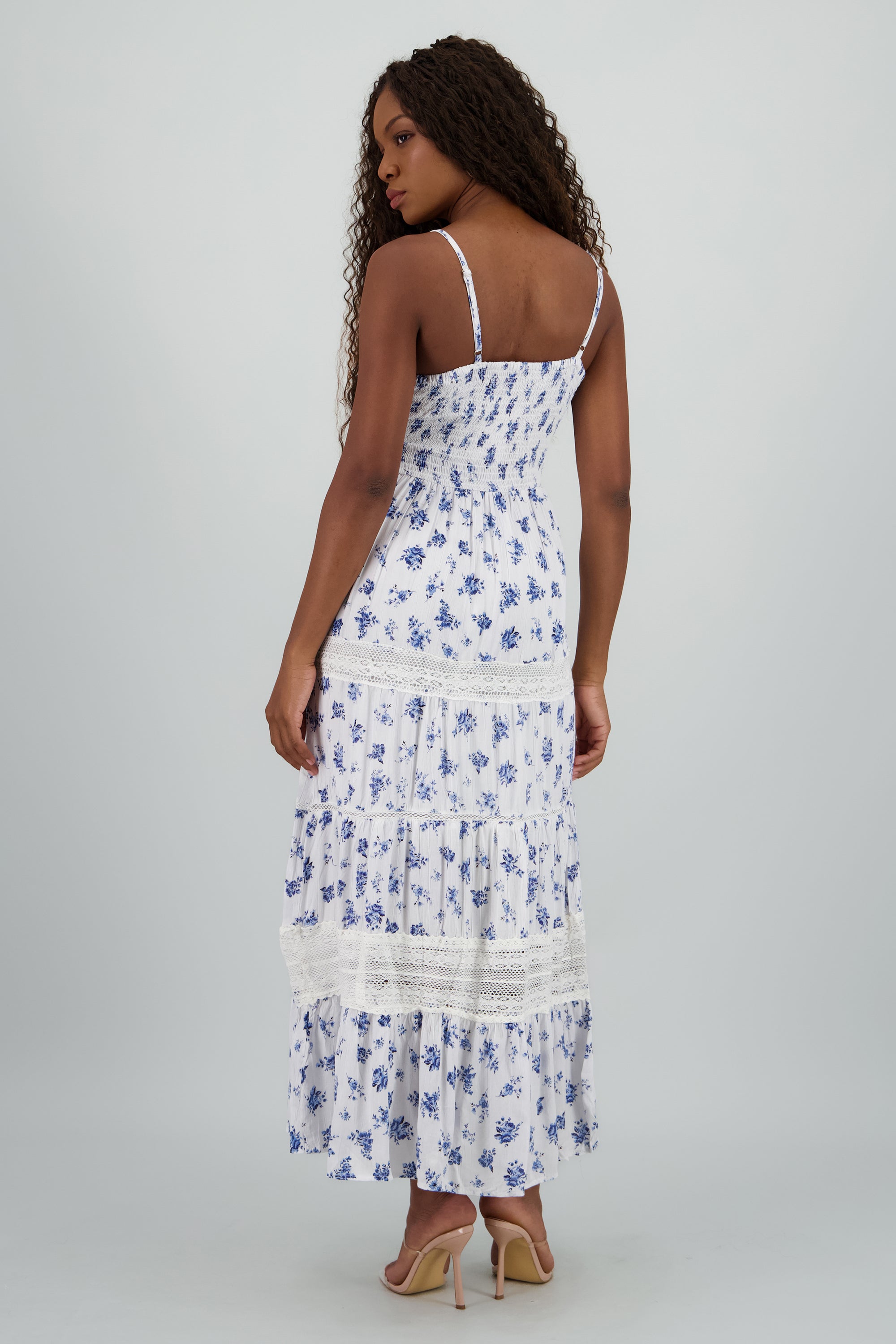 Vestido maxi tirantes estampado flores BLANCO COMBO