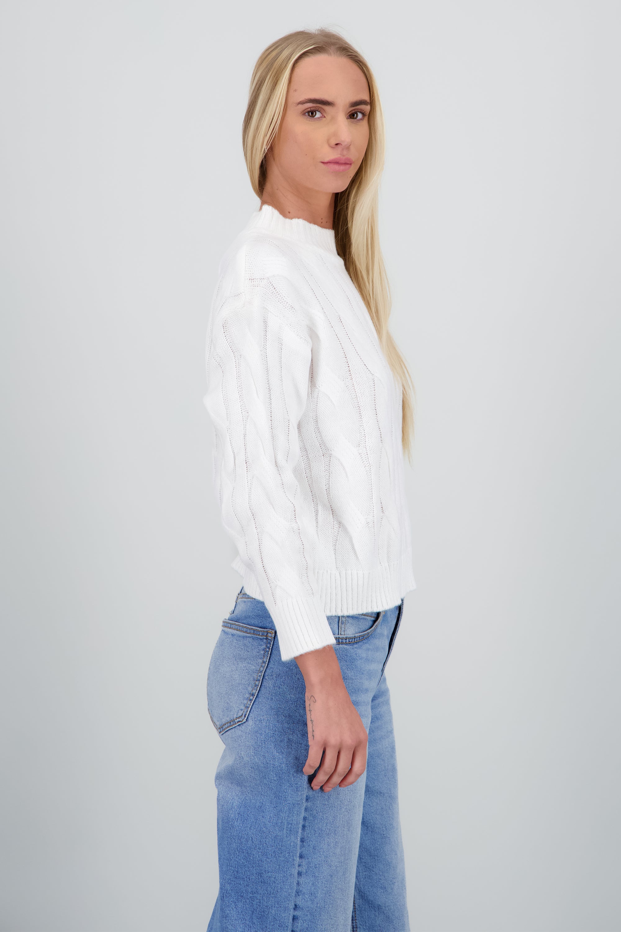 Sueter tejido trenzado ancho BLANCO