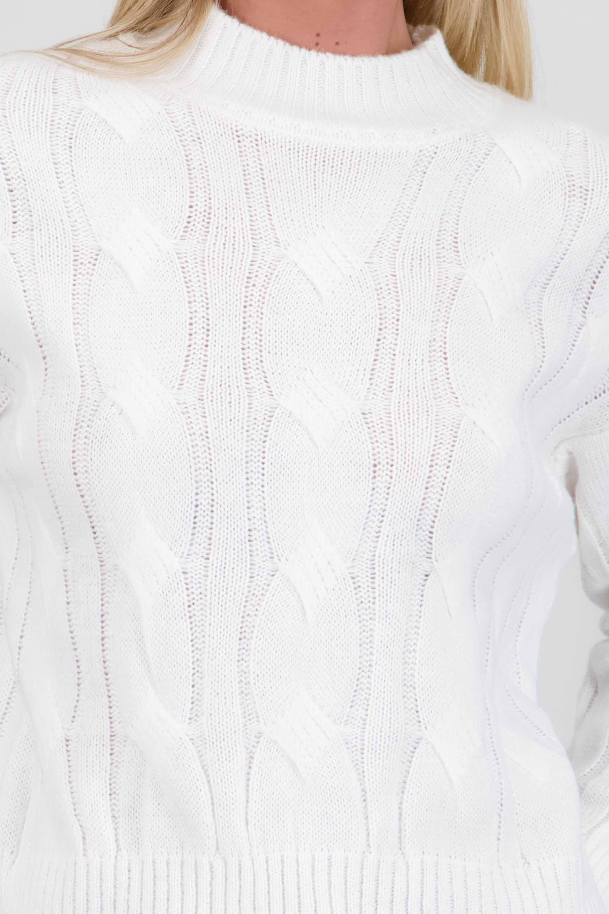 Sueter tejido trenzado ancho BLANCO