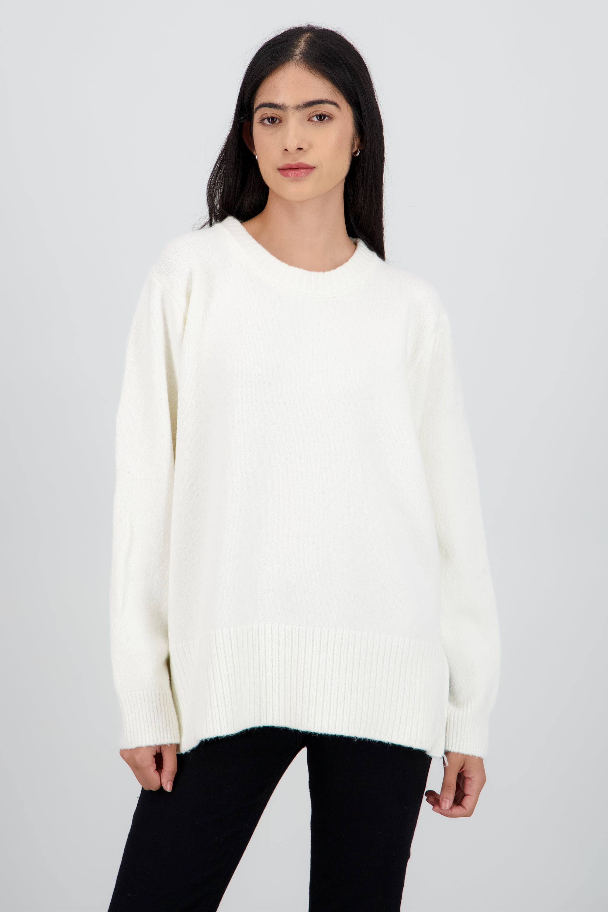 Sueter oversized tejido de punto BLANCO
