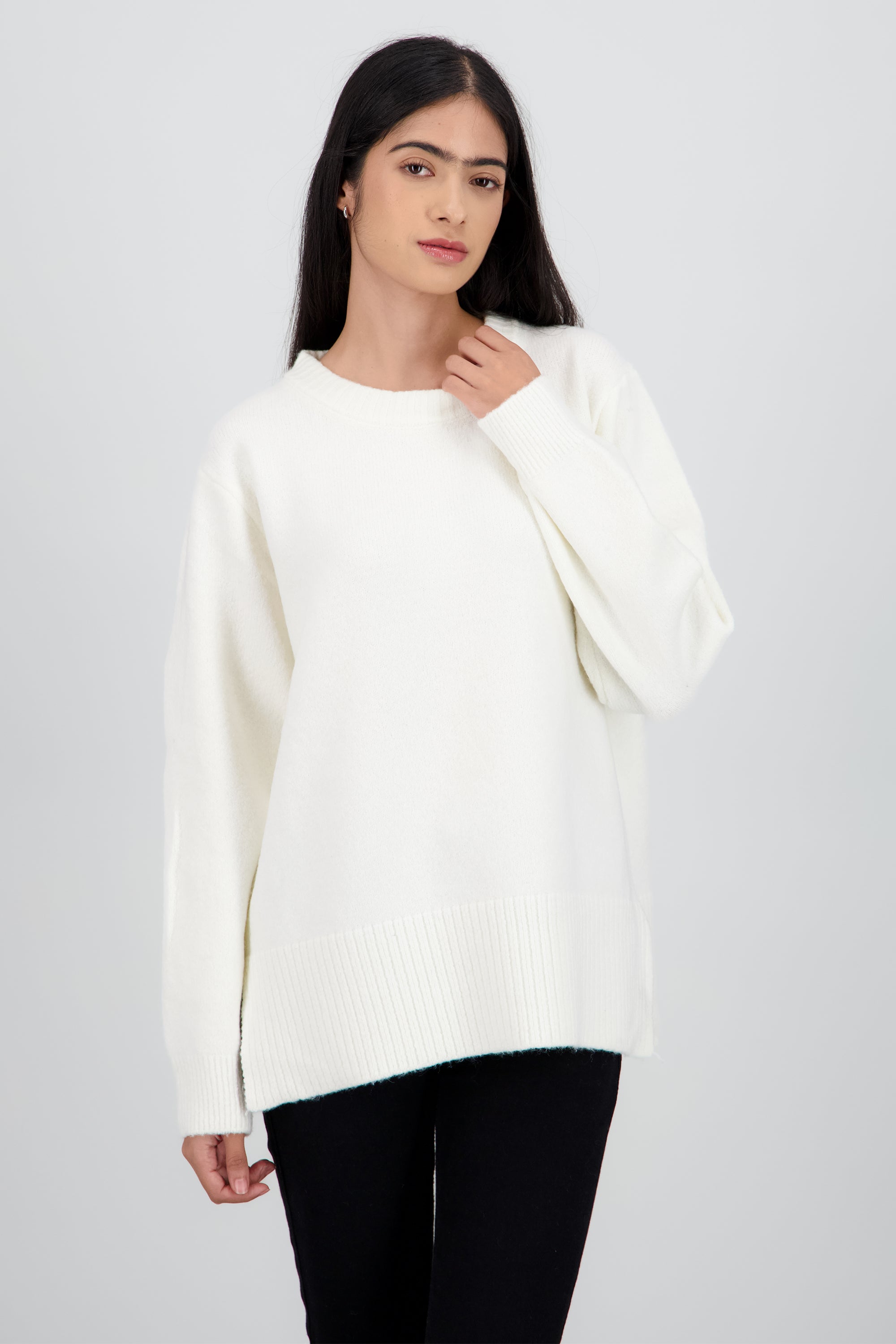 Sueter oversized tejido de punto BLANCO