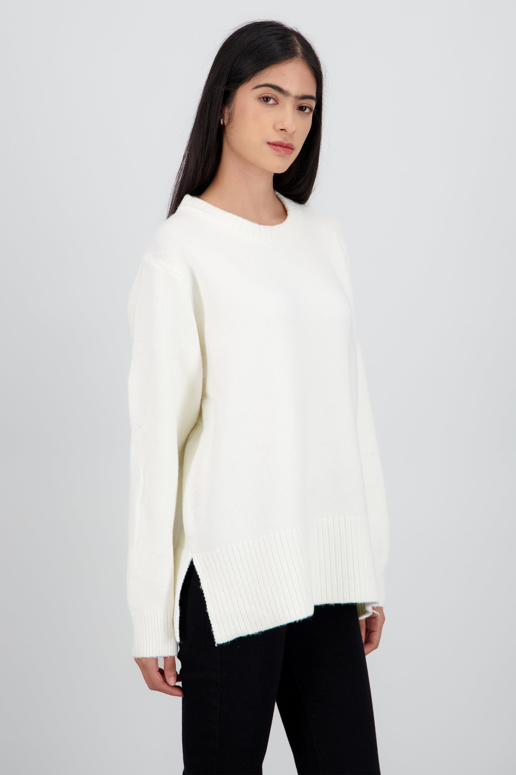 Sueter oversized tejido de punto BLANCO