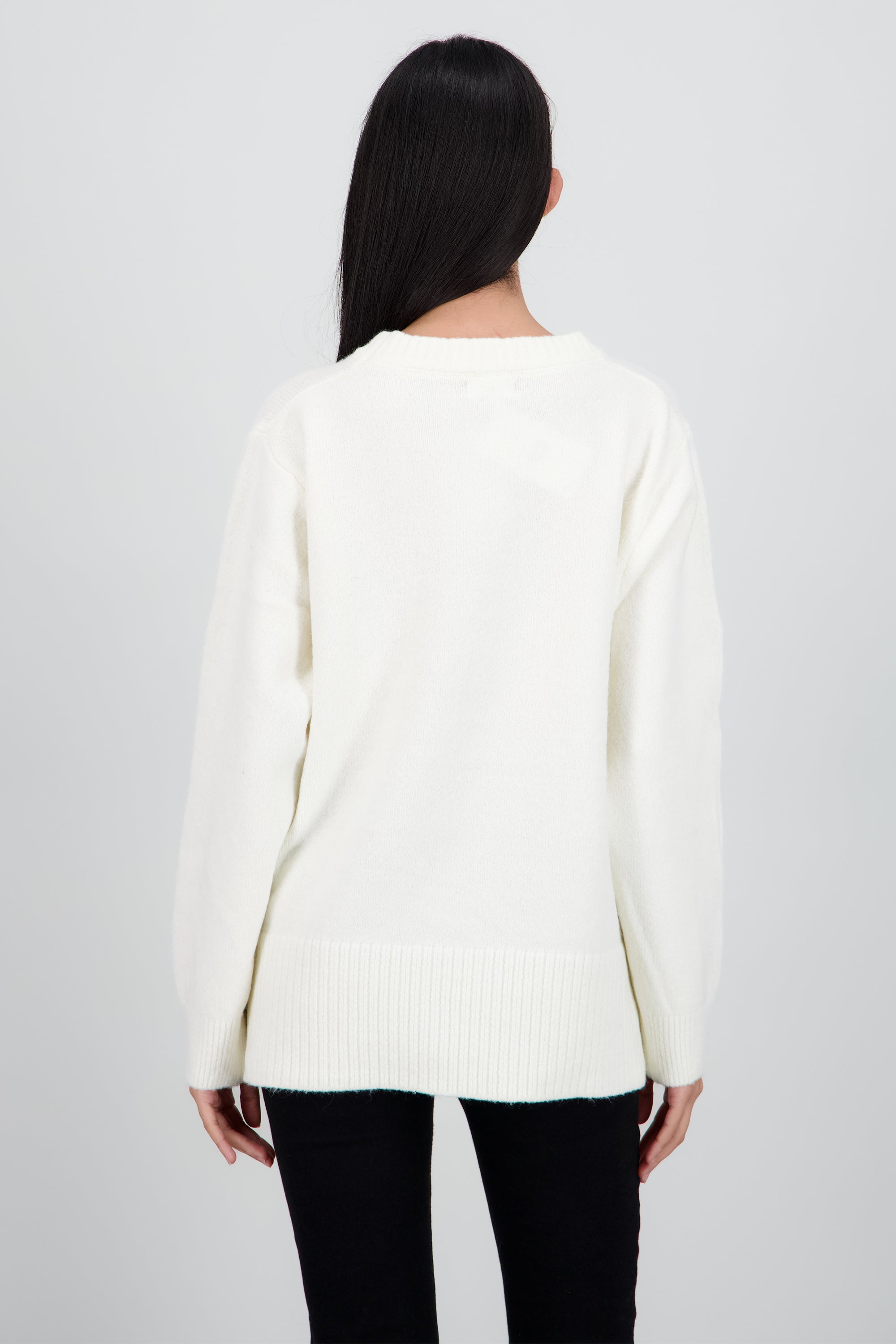 Sueter oversized tejido de punto BLANCO