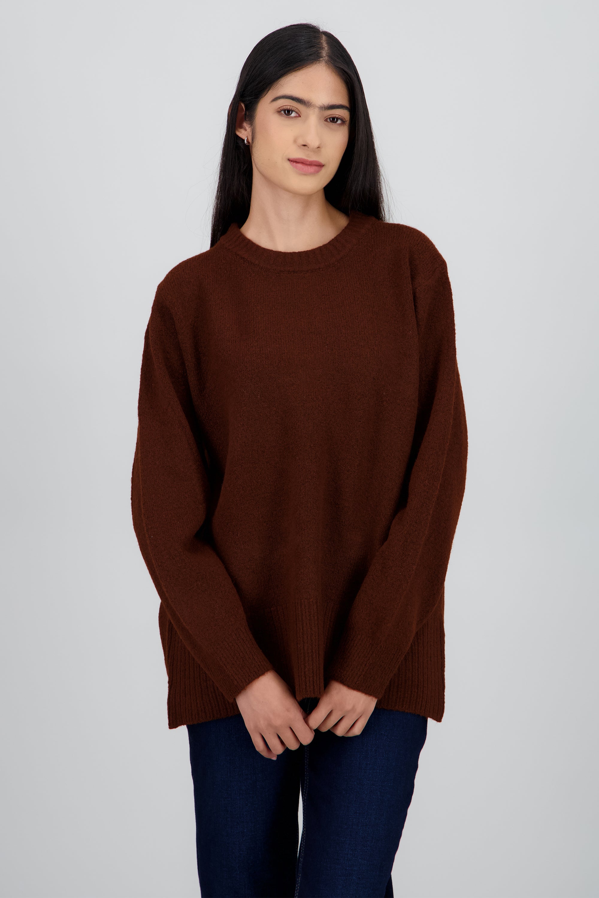 Sueter oversized tejido de punto CHOCOLATE