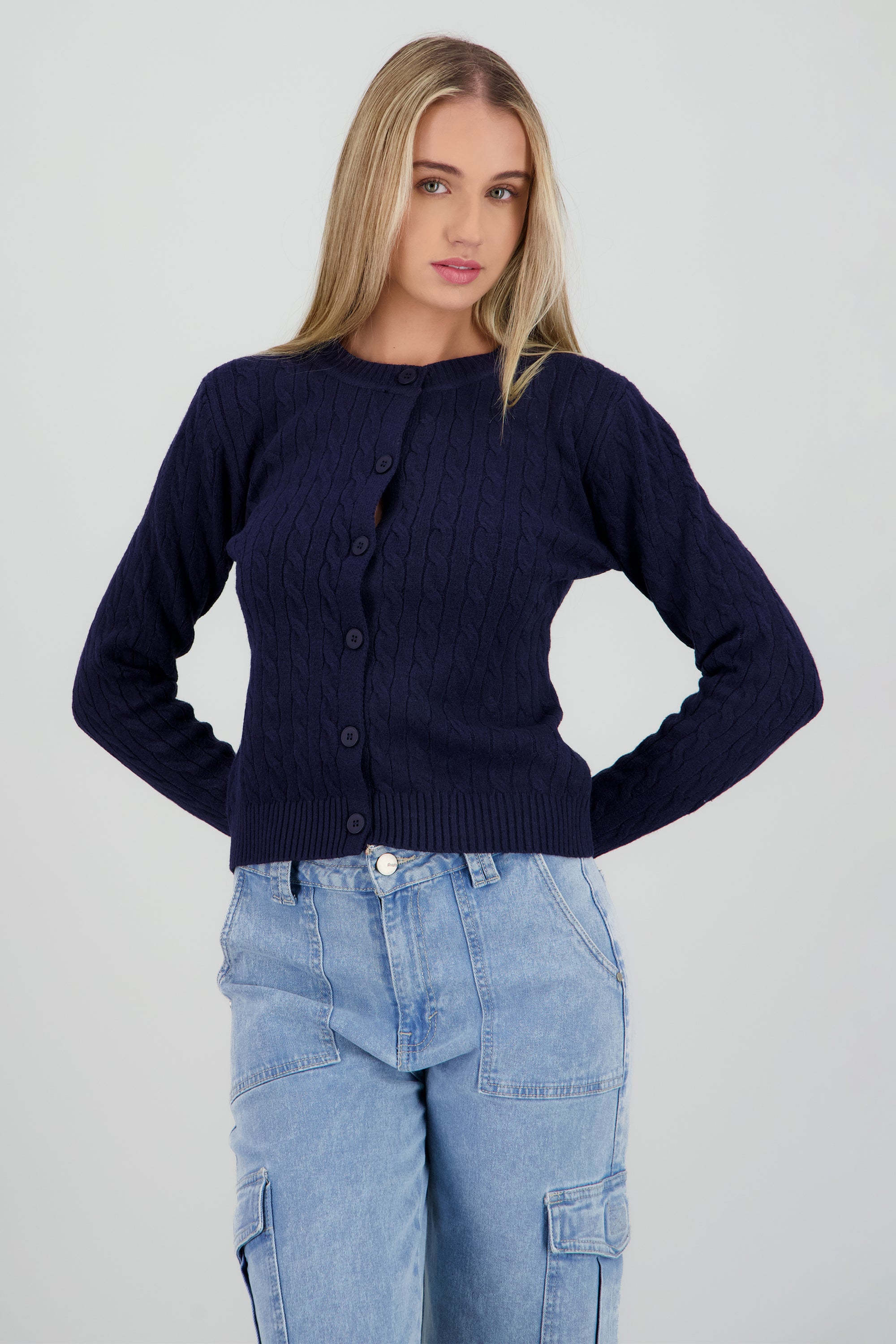 Cardigan tejido trenzado MARINO