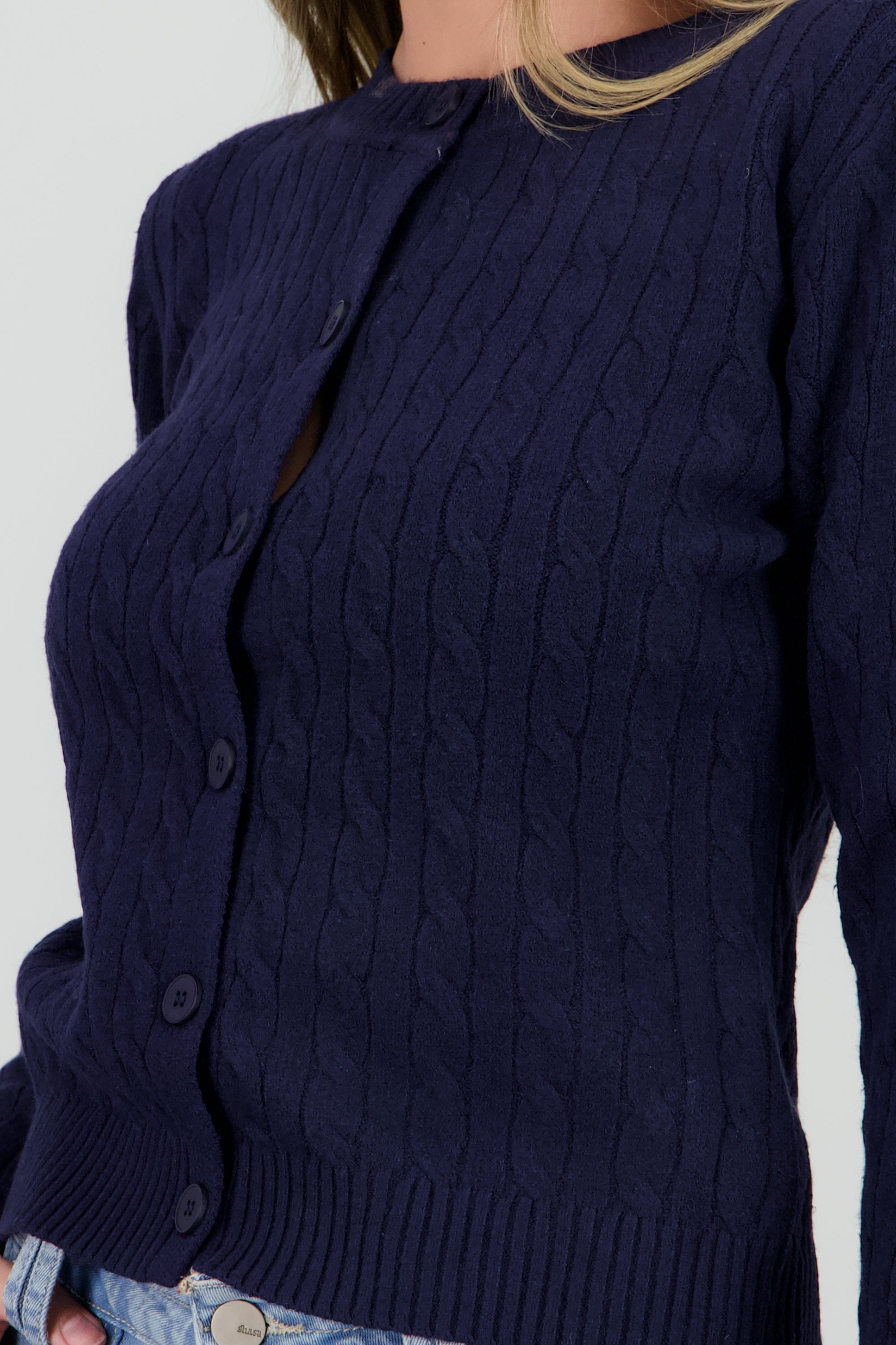 Cardigan tejido trenzado MARINO
