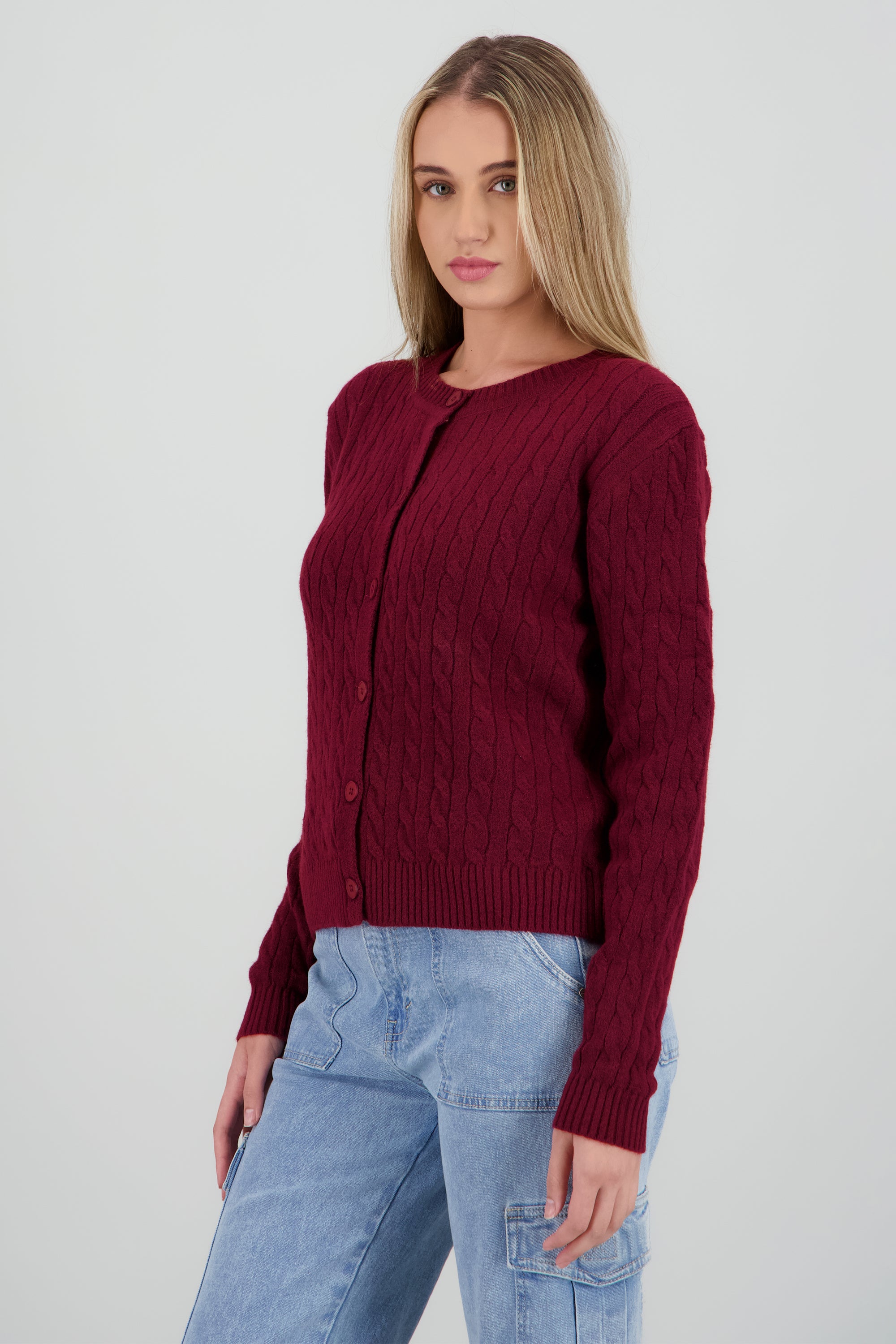 Cardigan tejido trenzado VINO
