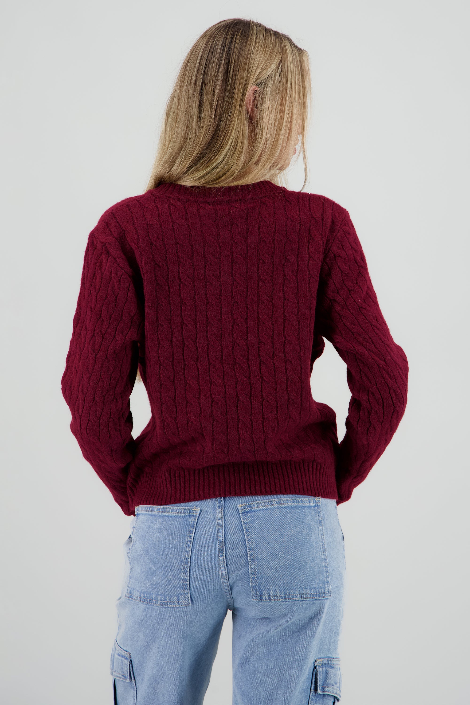 Cardigan tejido trenzado VINO