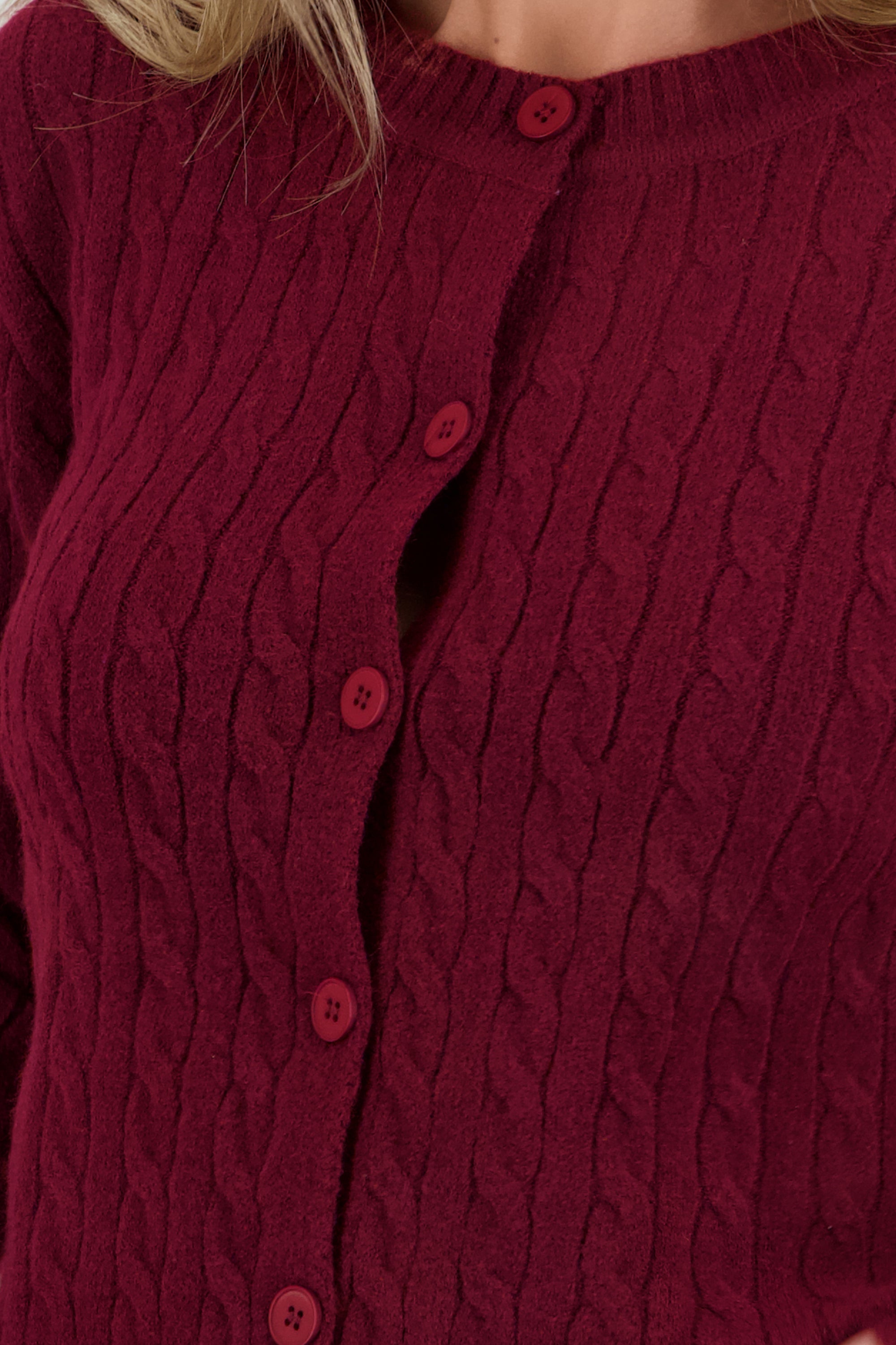 Cardigan tejido trenzado VINO