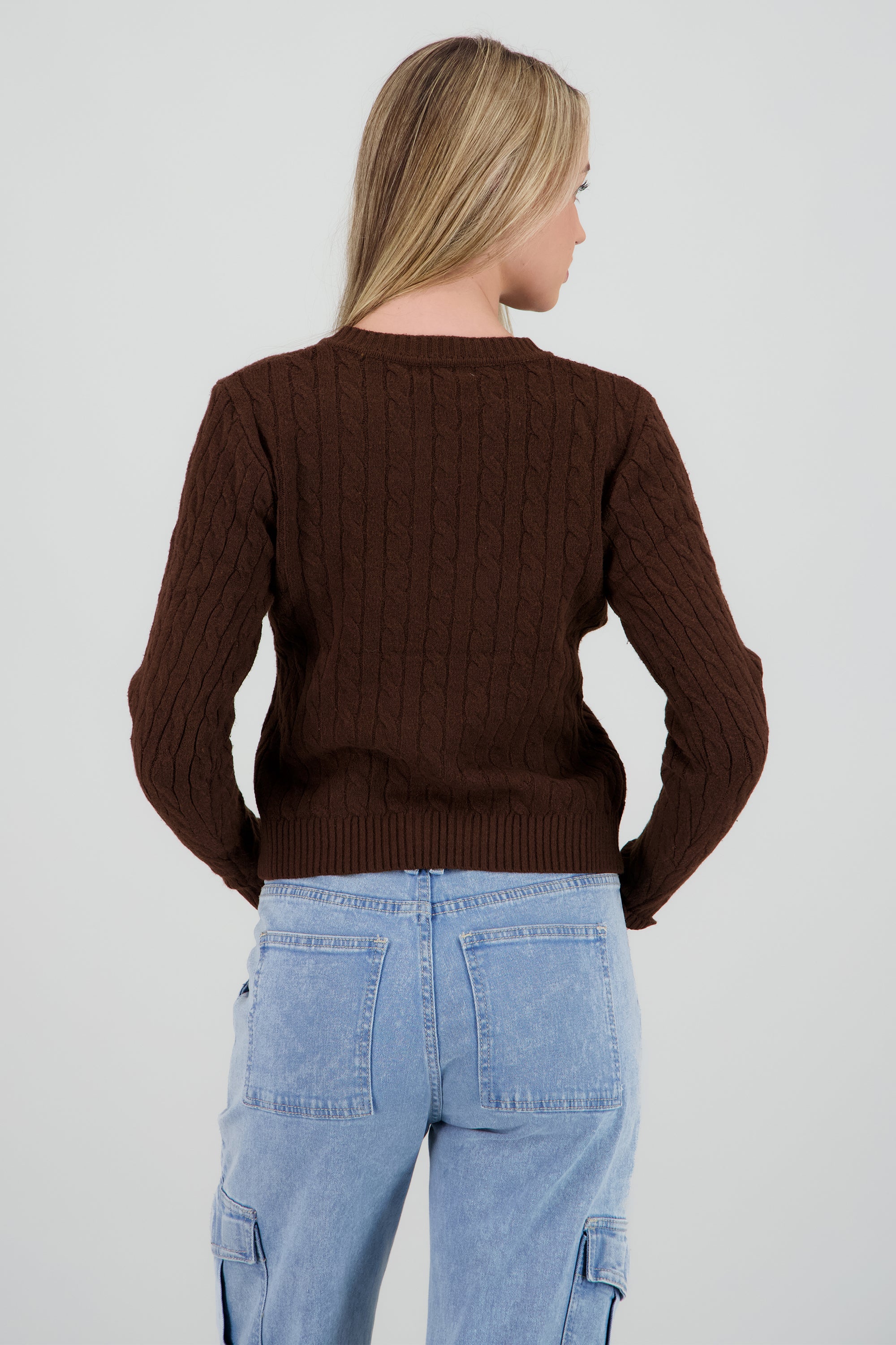 Cardigan tejido trenzado CAFE OBSCURO