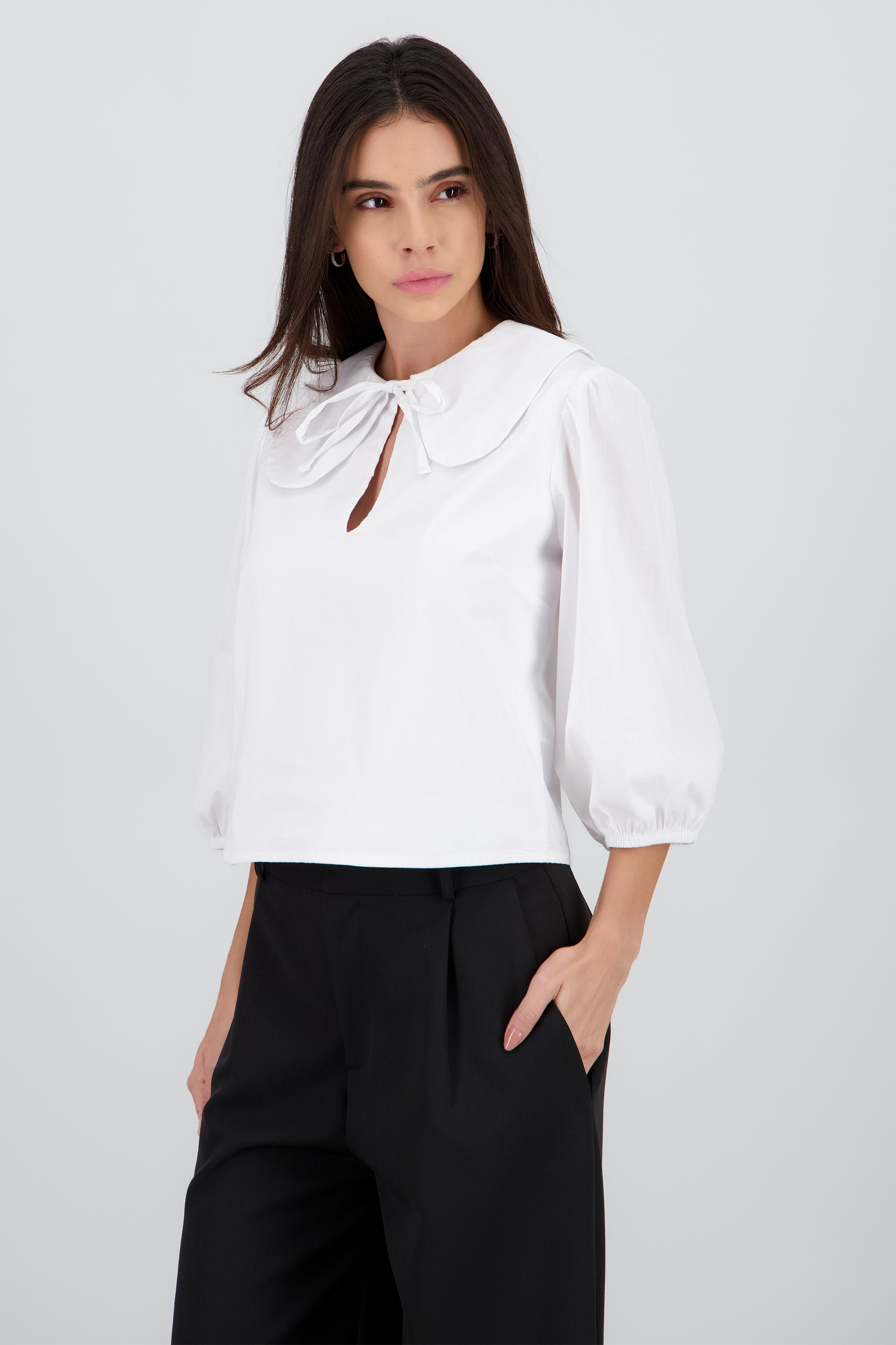 Blusa cuello bobo hyps BLANCO