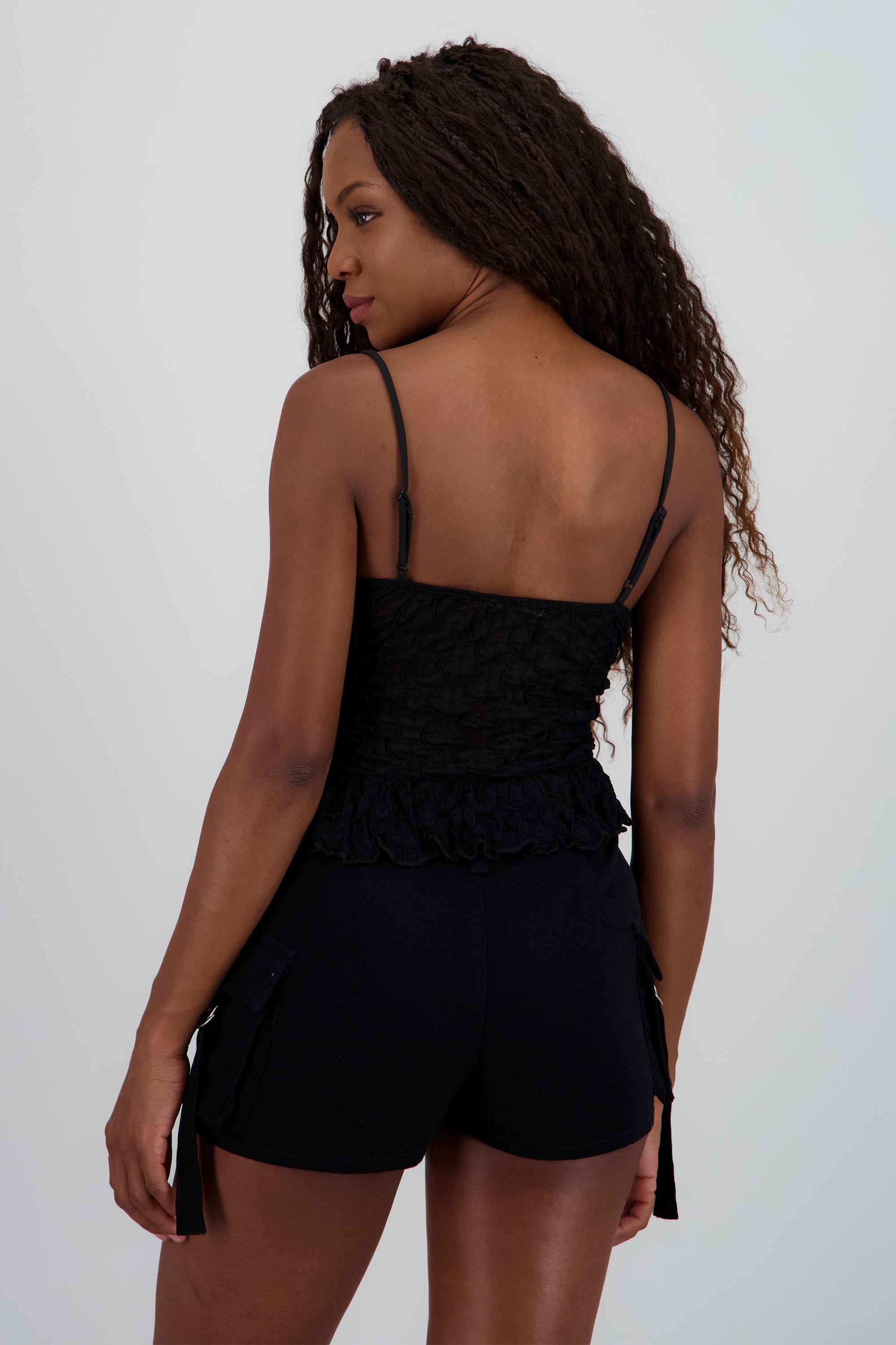 Top tirantes encaje con detalle moño NEGRO