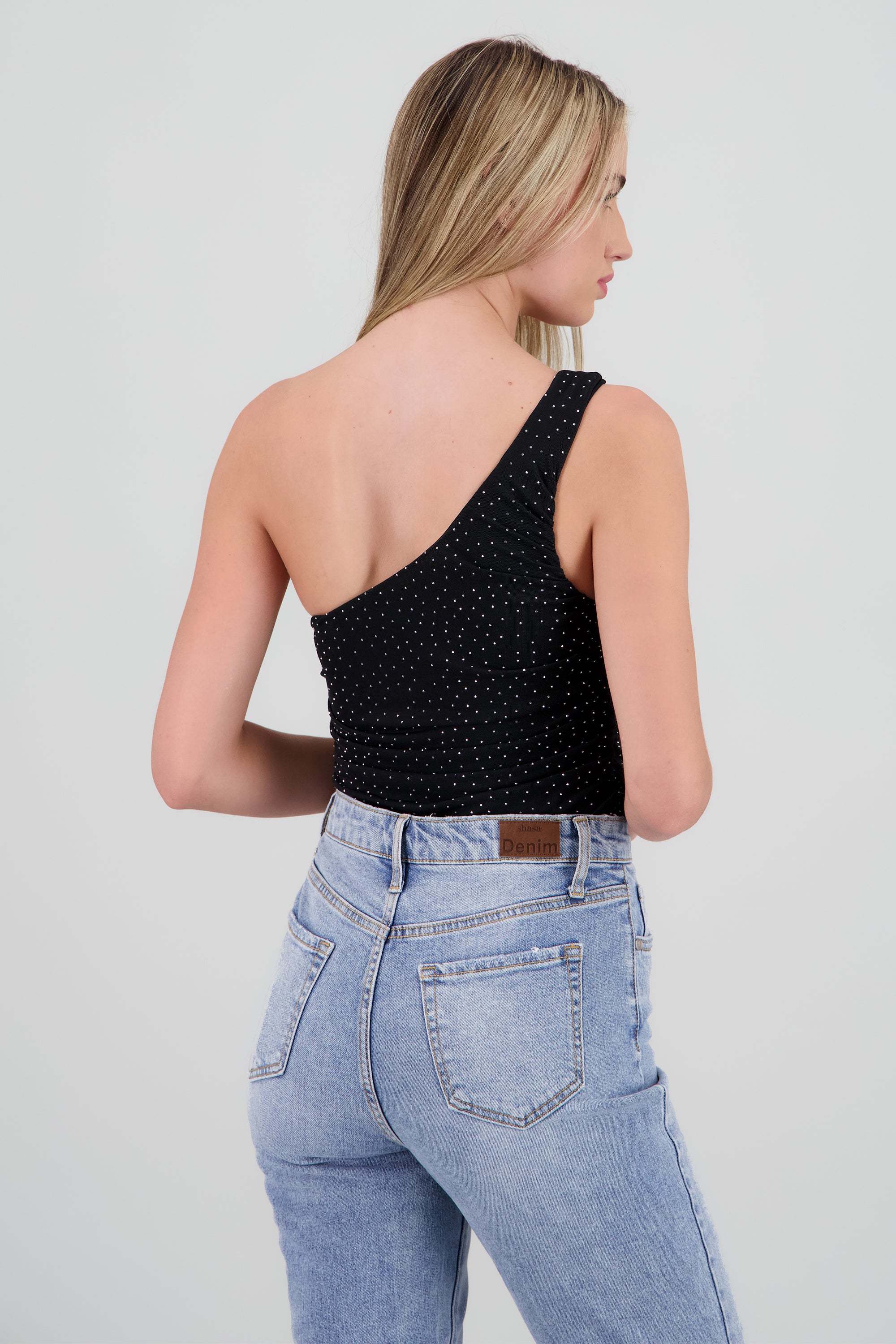 One shoulder bodysuit NEGRO