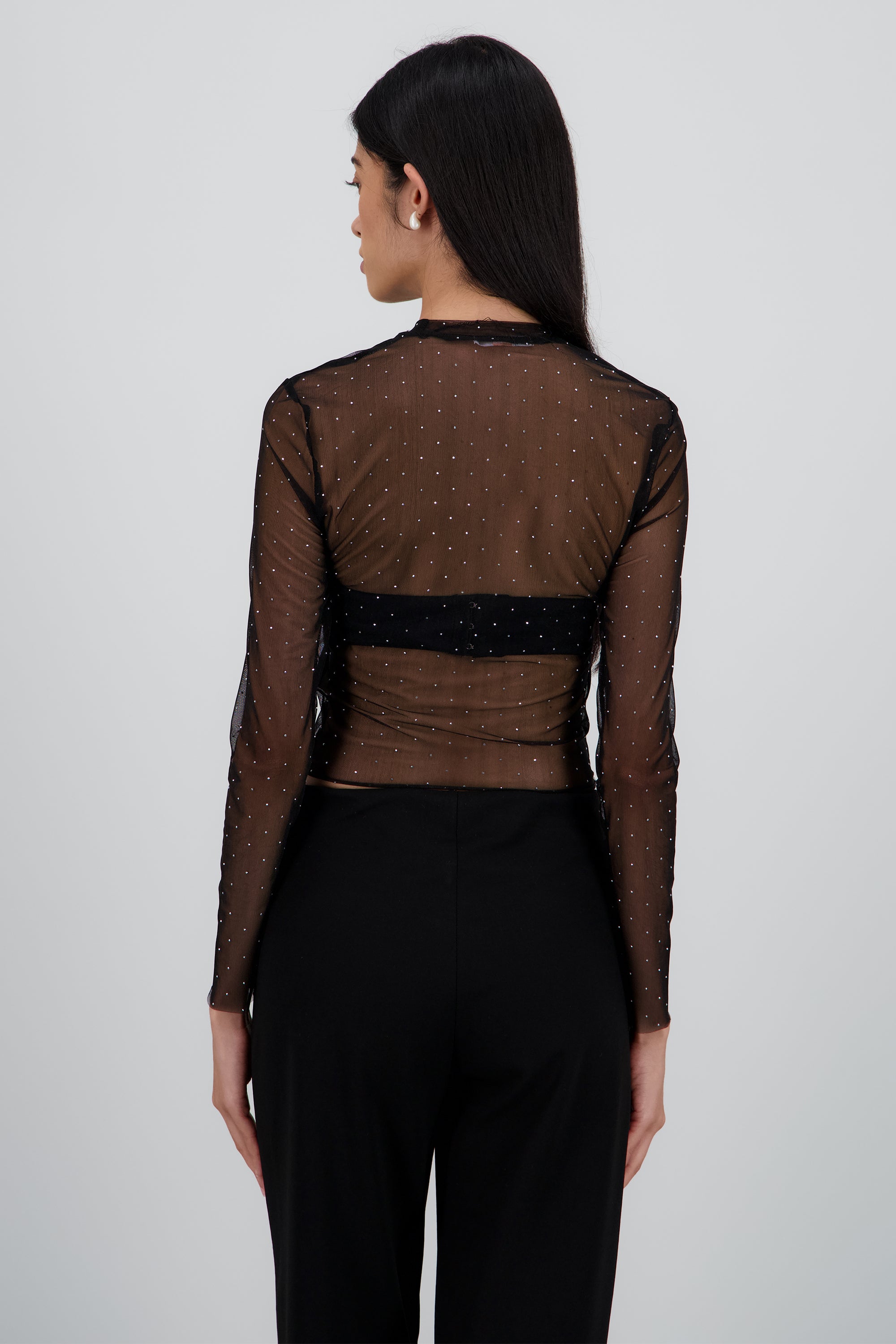 Top brillos transparente NEGRO