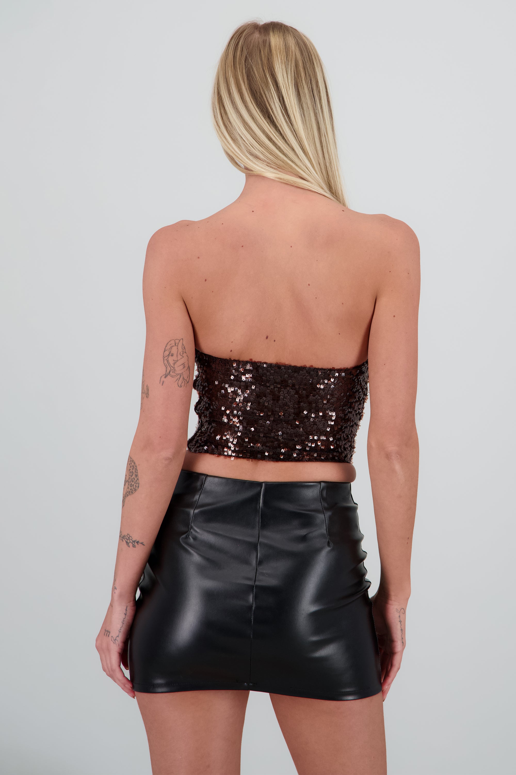 Top bandeau de lentejuelas CHOCOLATE