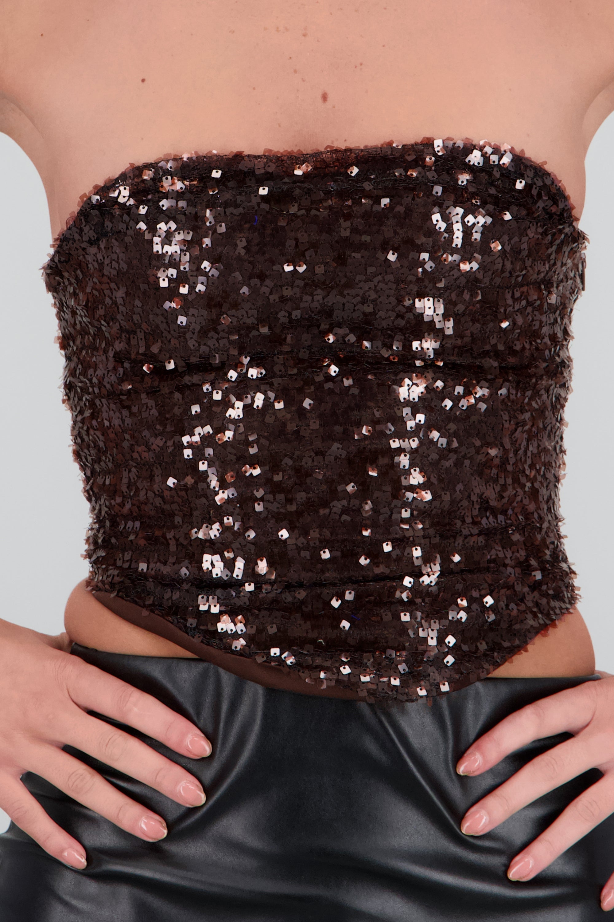 Top bandeau de lentejuelas CHOCOLATE