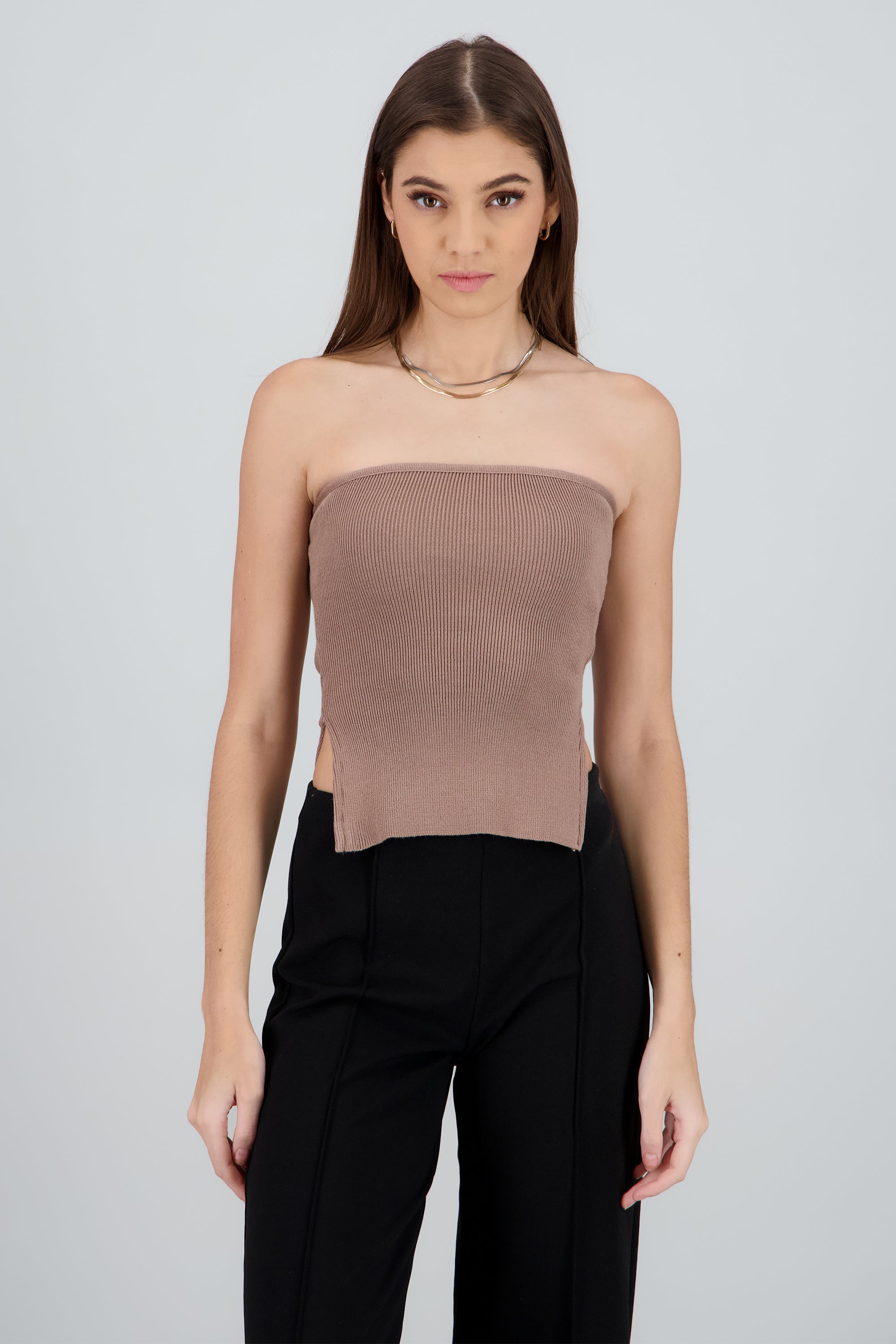 Top tejido abertura CAFE