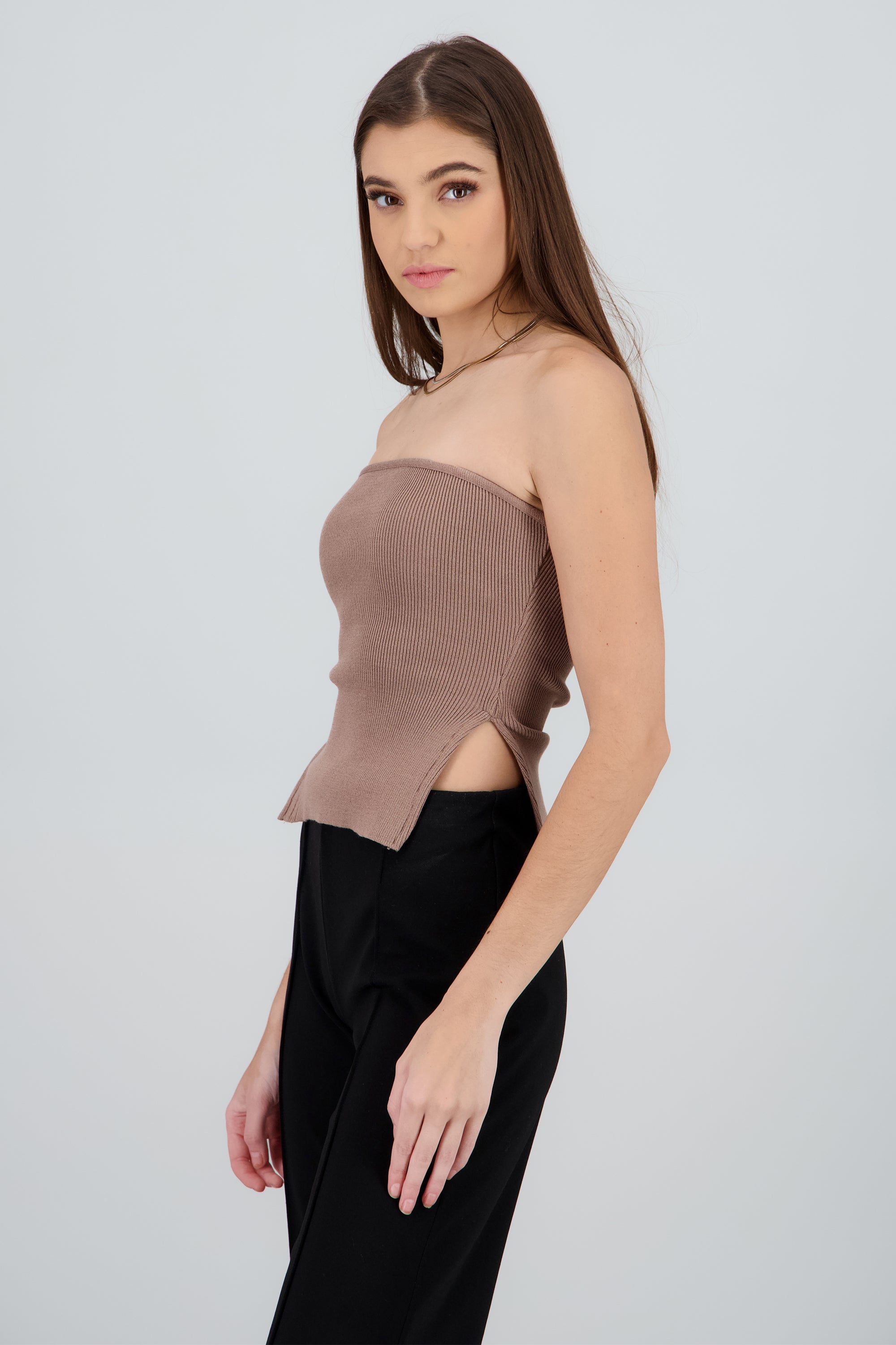 Top tejido abertura CAFE