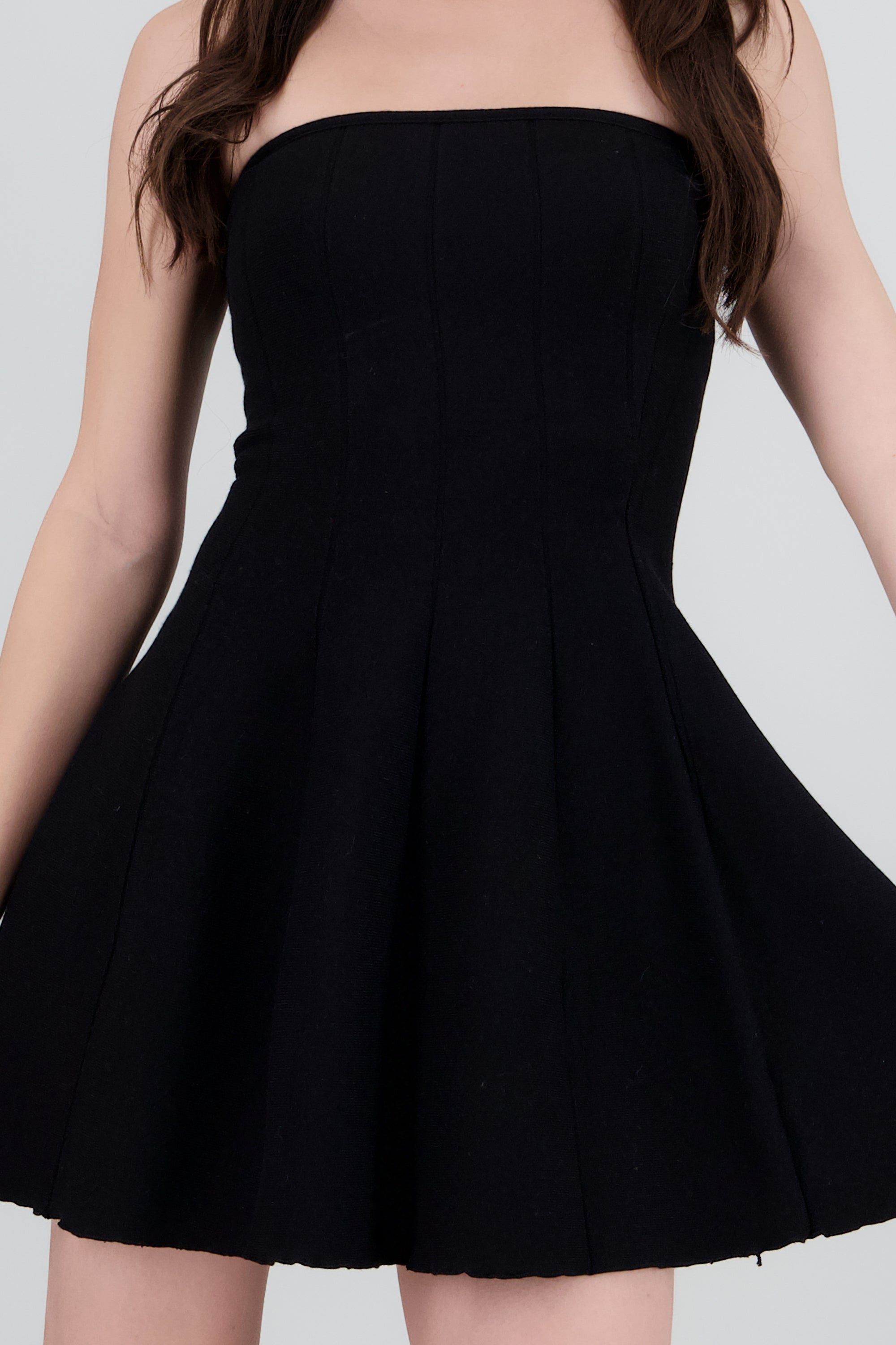 Vestido strapless det olan NEGRO