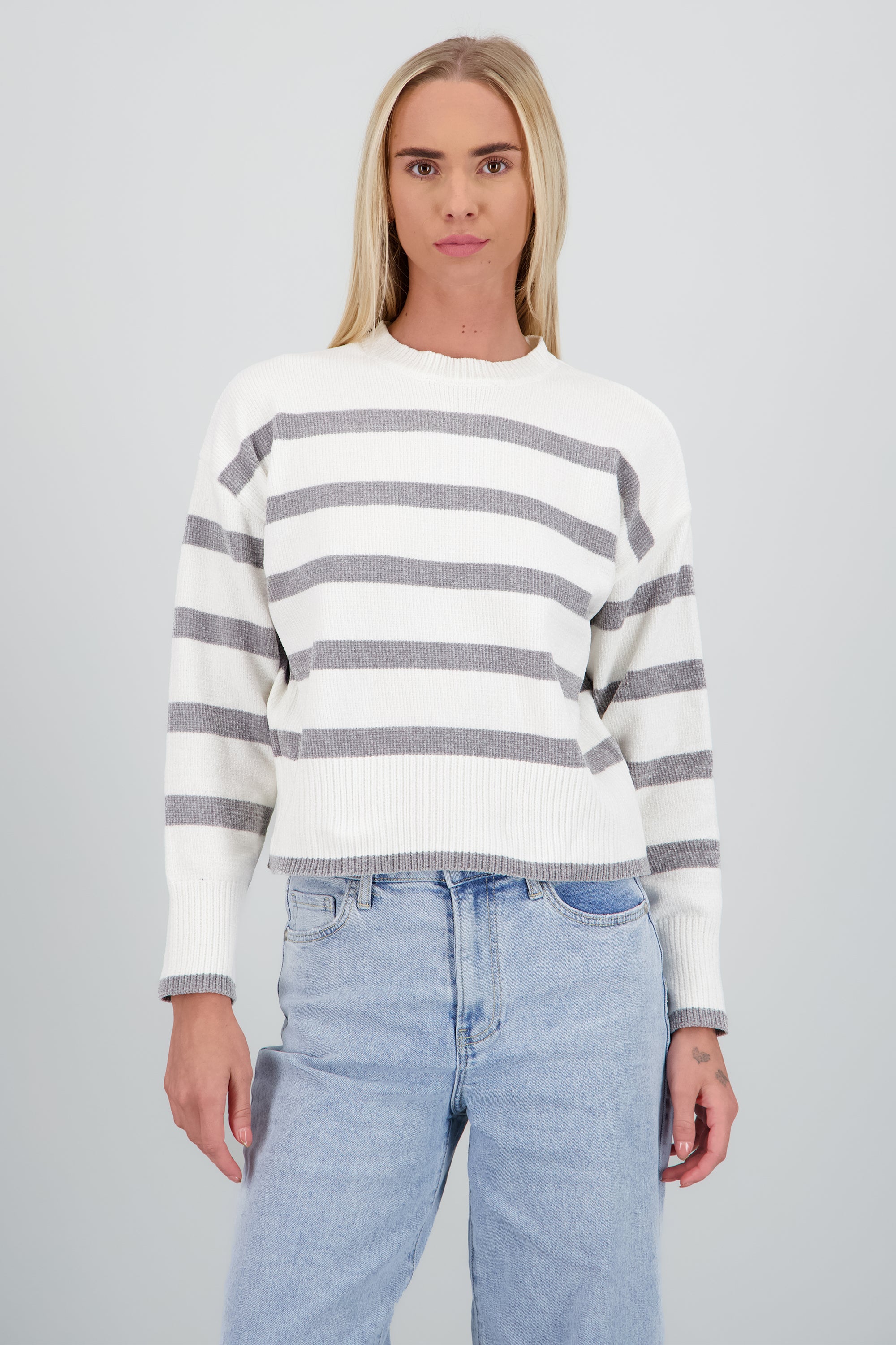 Sueter rayas tacto super suave HUESO COMBO